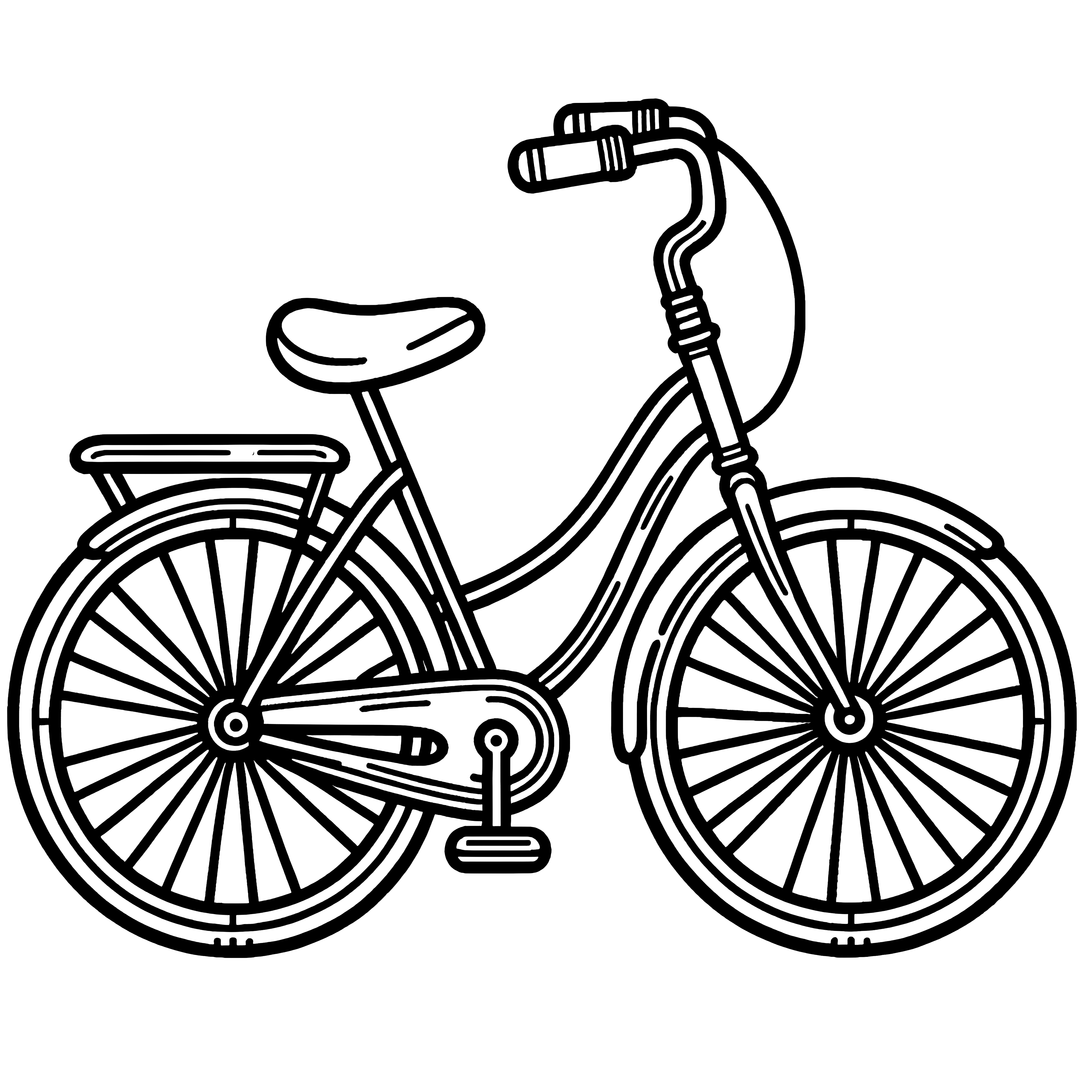 Vélo pour dames avec selle : Coloriage facile pour enfants (gratuit)