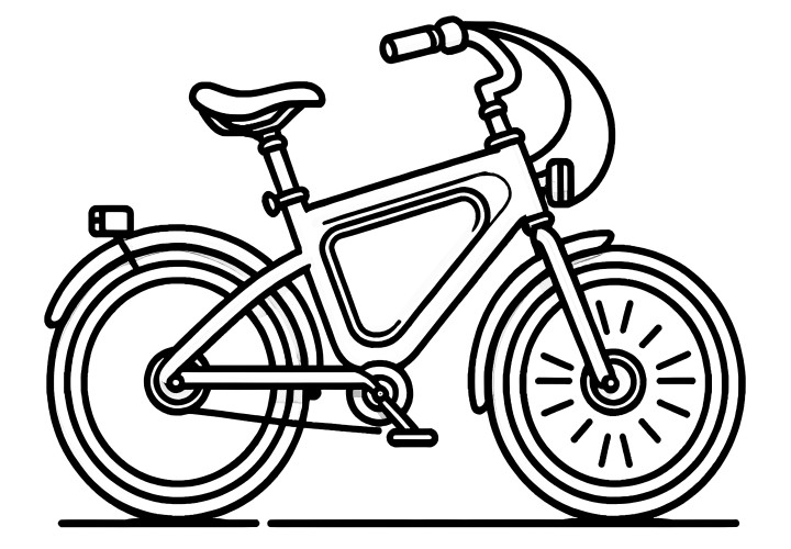 Quadro para colorir simples: Bicicleta para crianças para descarregar (gratuito)