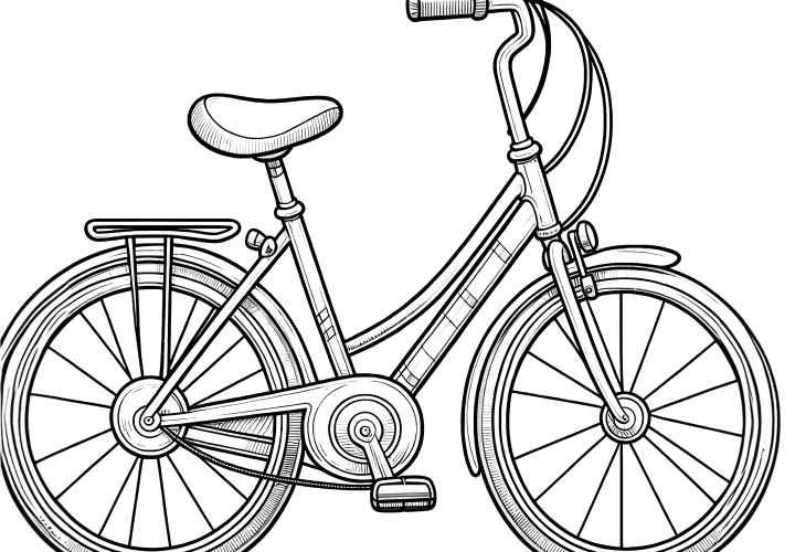 Girl's bike: Free coloring picture for children