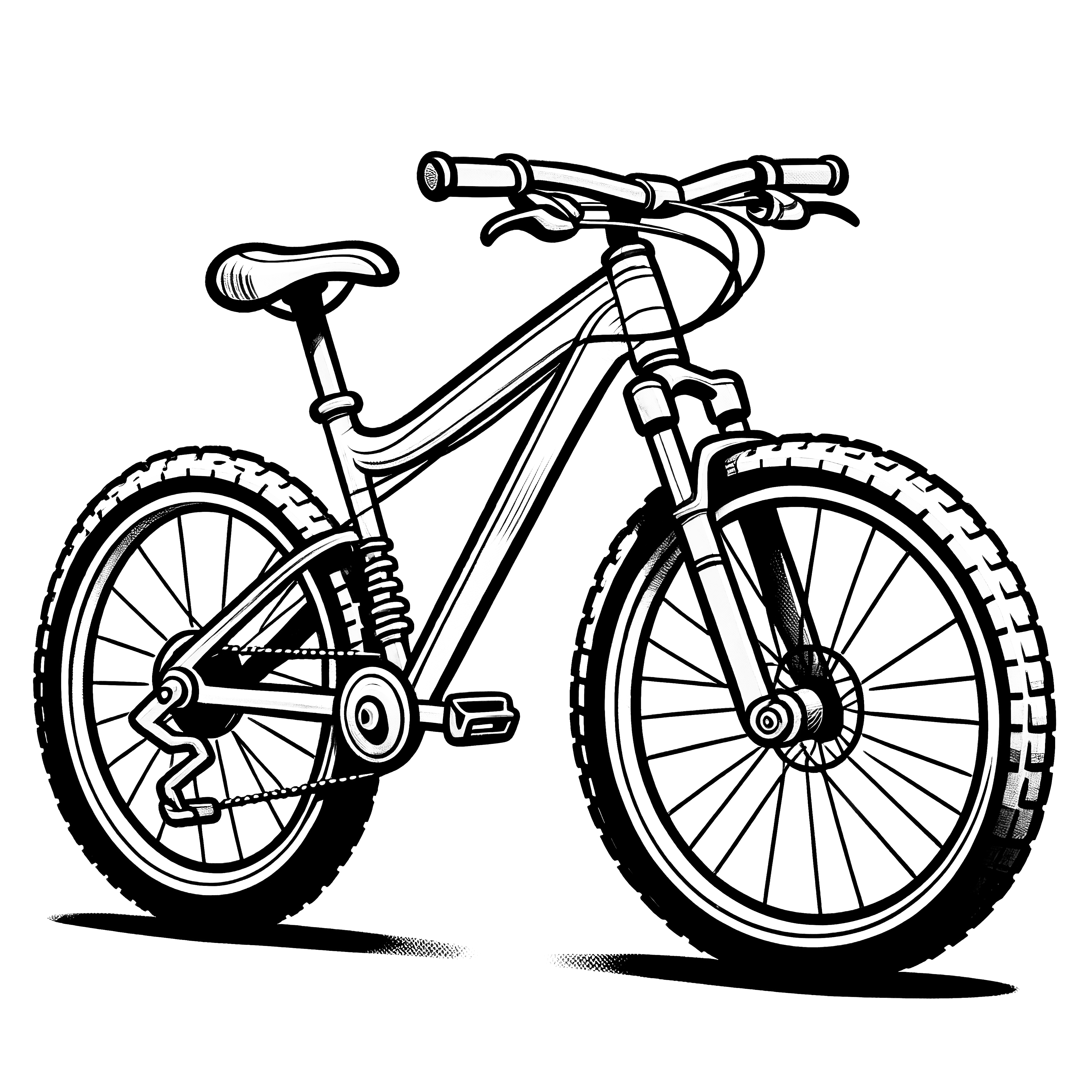 Mountain bike with thick tires: Free coloring page for download