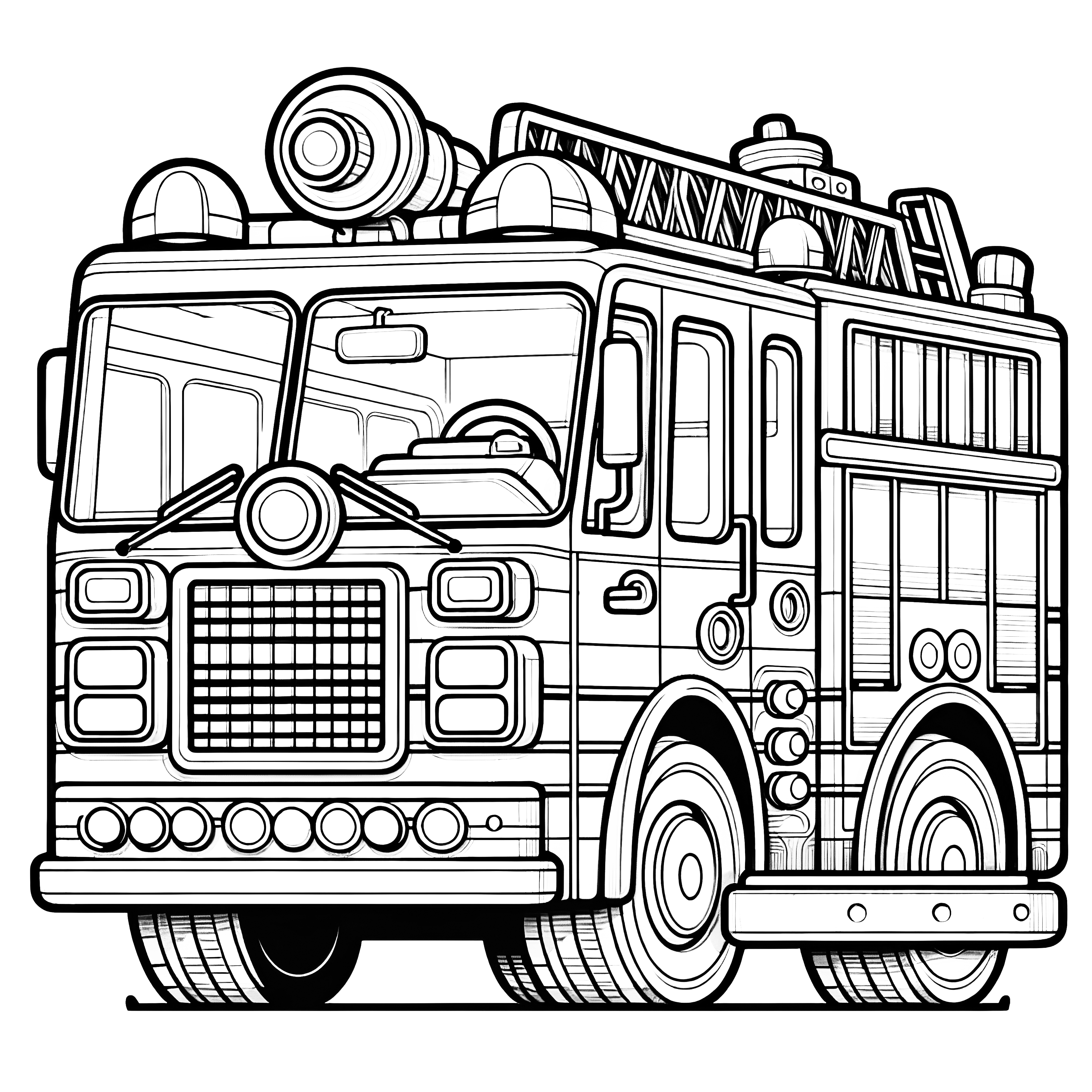 Fire brigade emergency vehicle with blue lights: coloring page for free