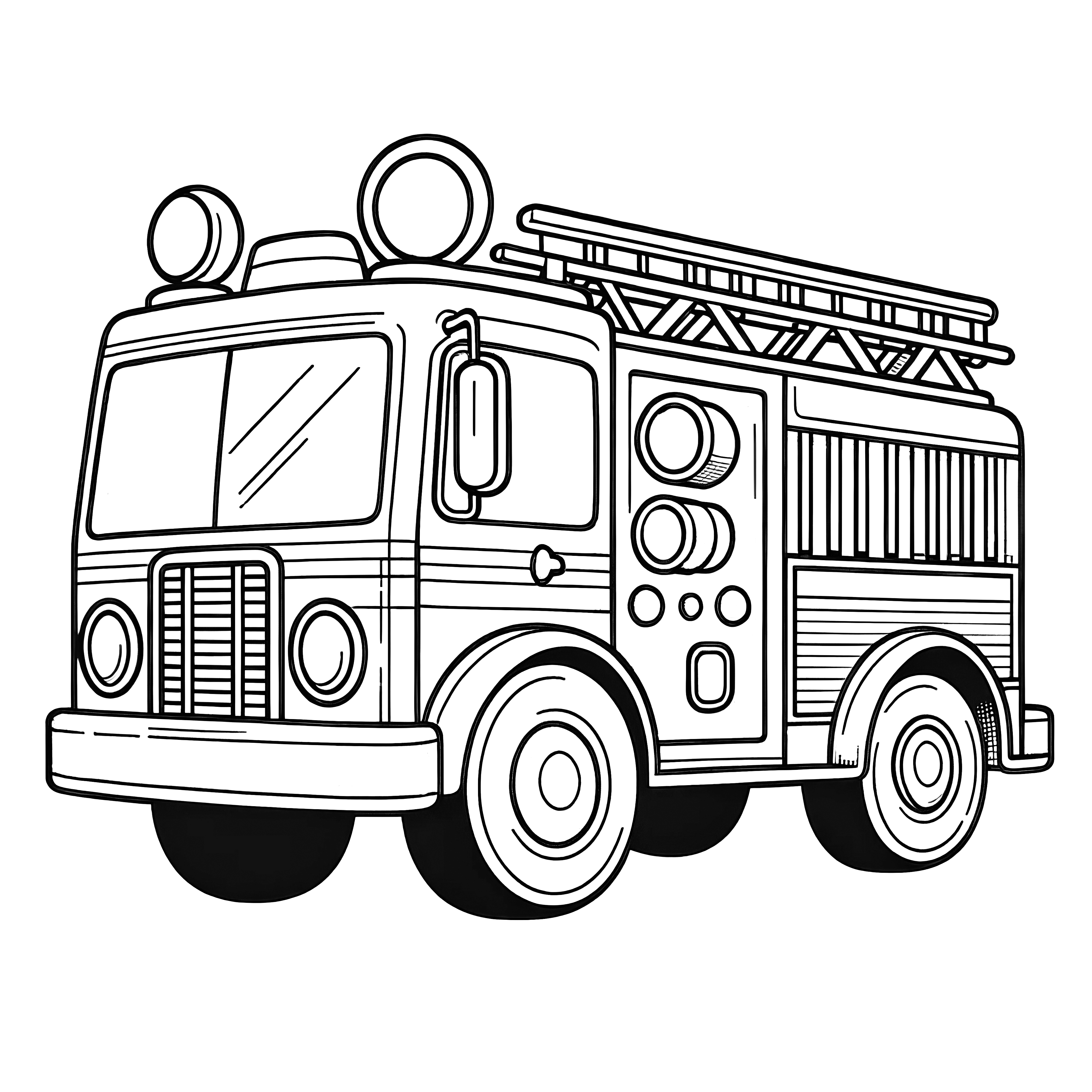 Fire truck: Simple coloring template for children (Free)