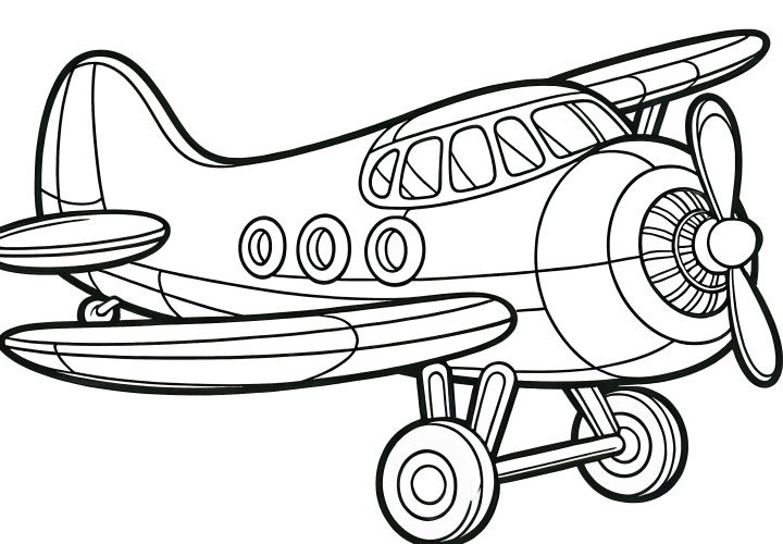 Avión deslizándose por el cielo: dibujo para colorear gratis