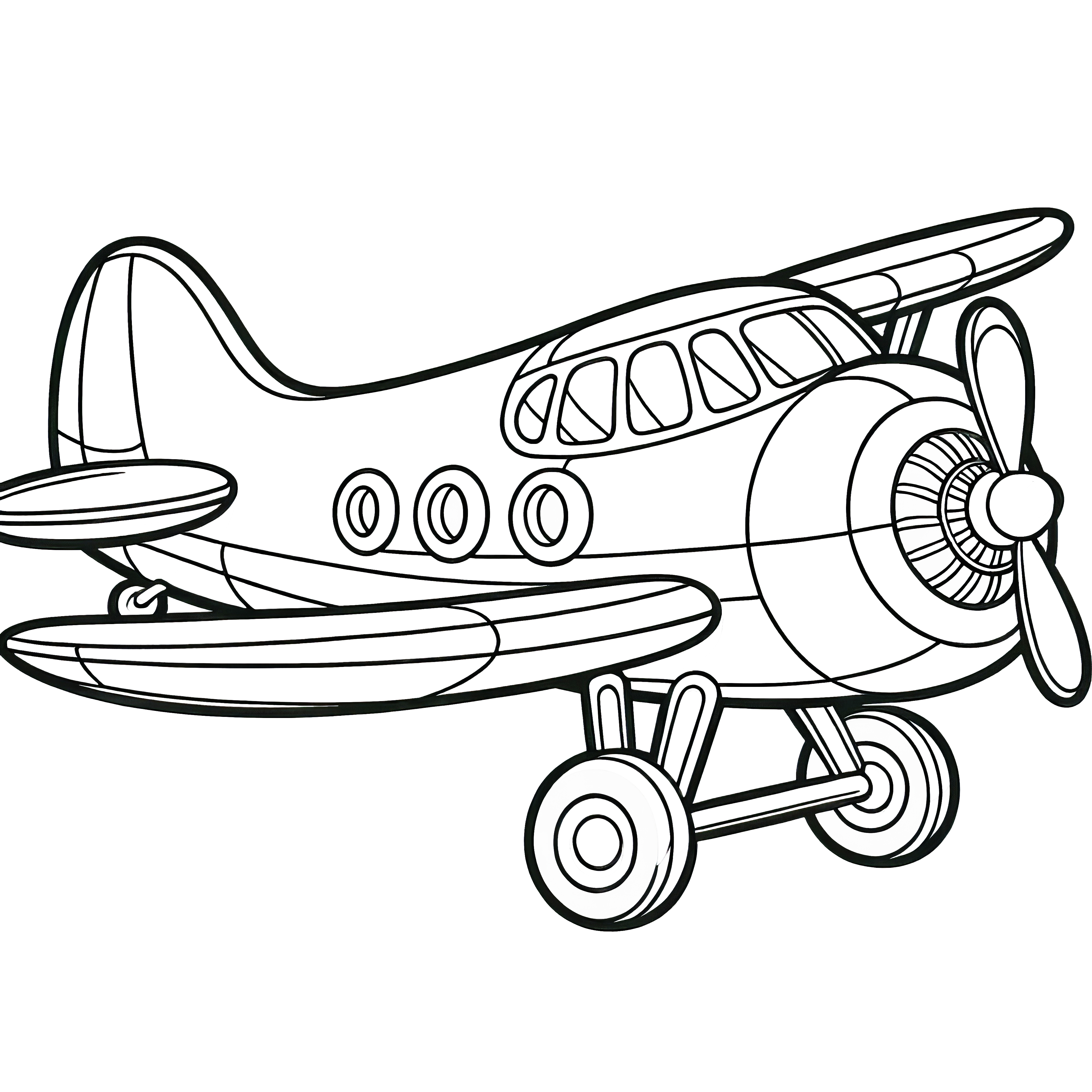 Airplane glides through the sky: coloring page free