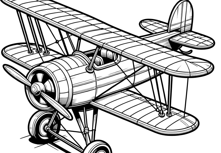 Avion à deux étages : coloriage gratuit à télécharger