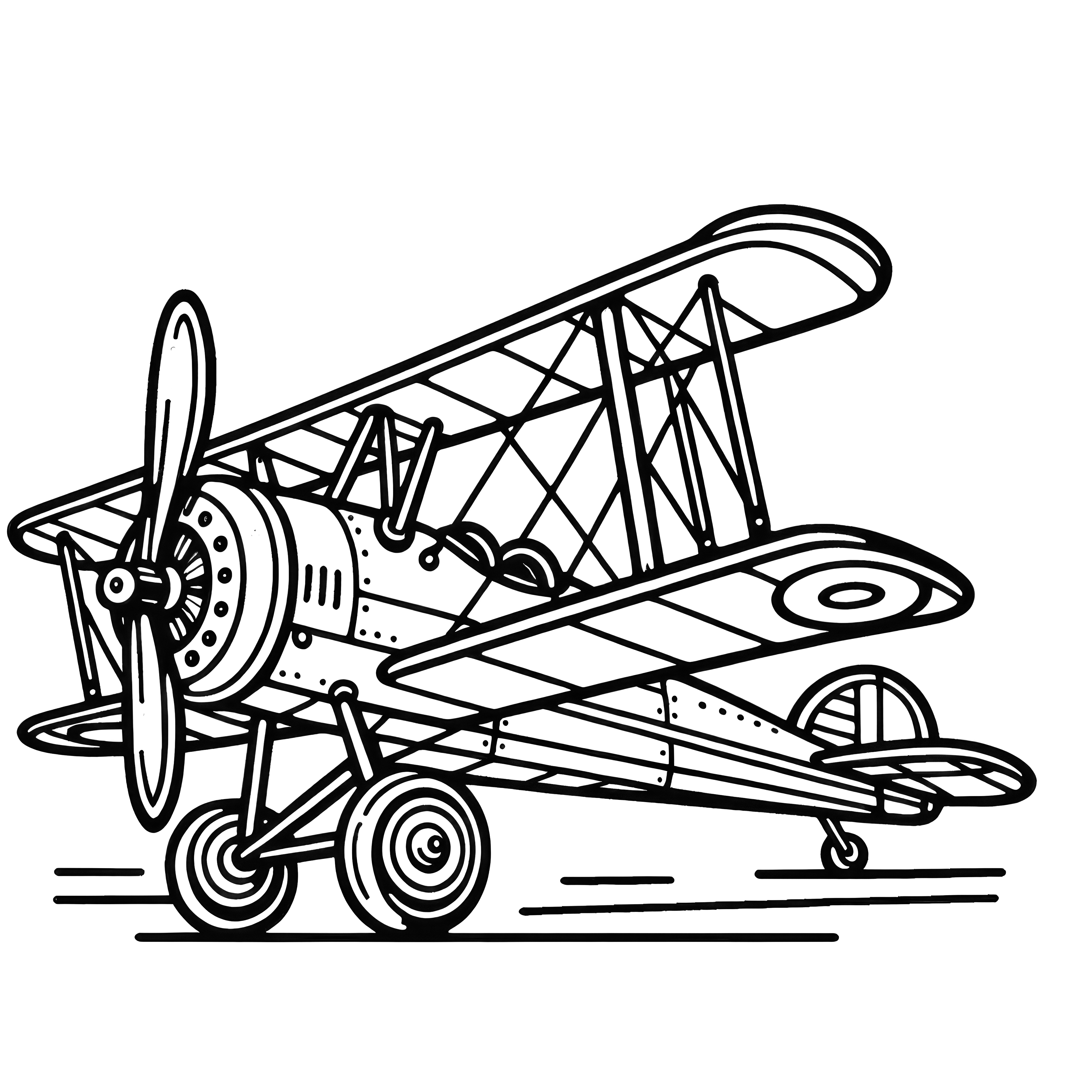 Simple biplane: Airplane coloring page available for free download