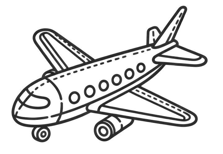 Avión infantil simple: imagen para colorear gratuita para descargar