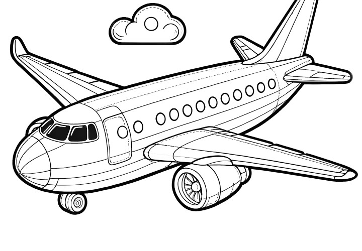 Gratuitement téléchargeable : Coloriage avion de passagers