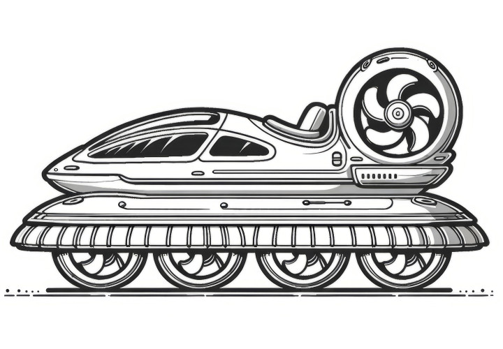 Carro futurista com muitas rodas como desenho para colorir (gratuito)