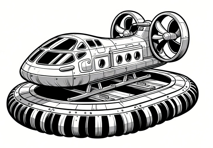 Coche de cojín de aire futurista: dibujo para colorear para descargar (gratis)