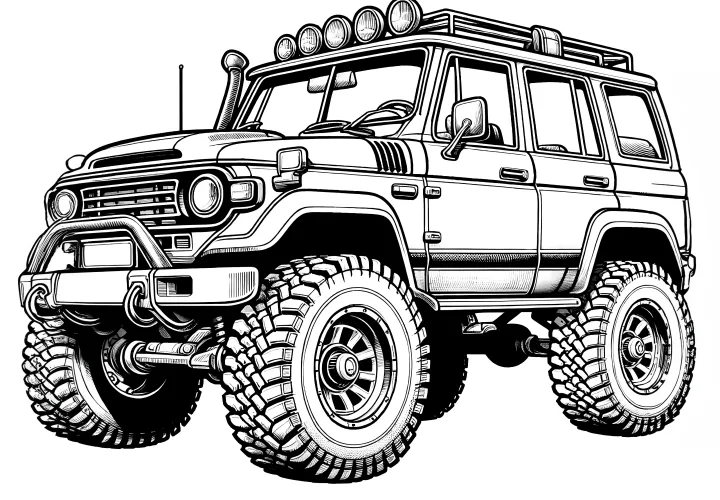 Striking off-road vehicle: Picture for printing and coloring (Free)