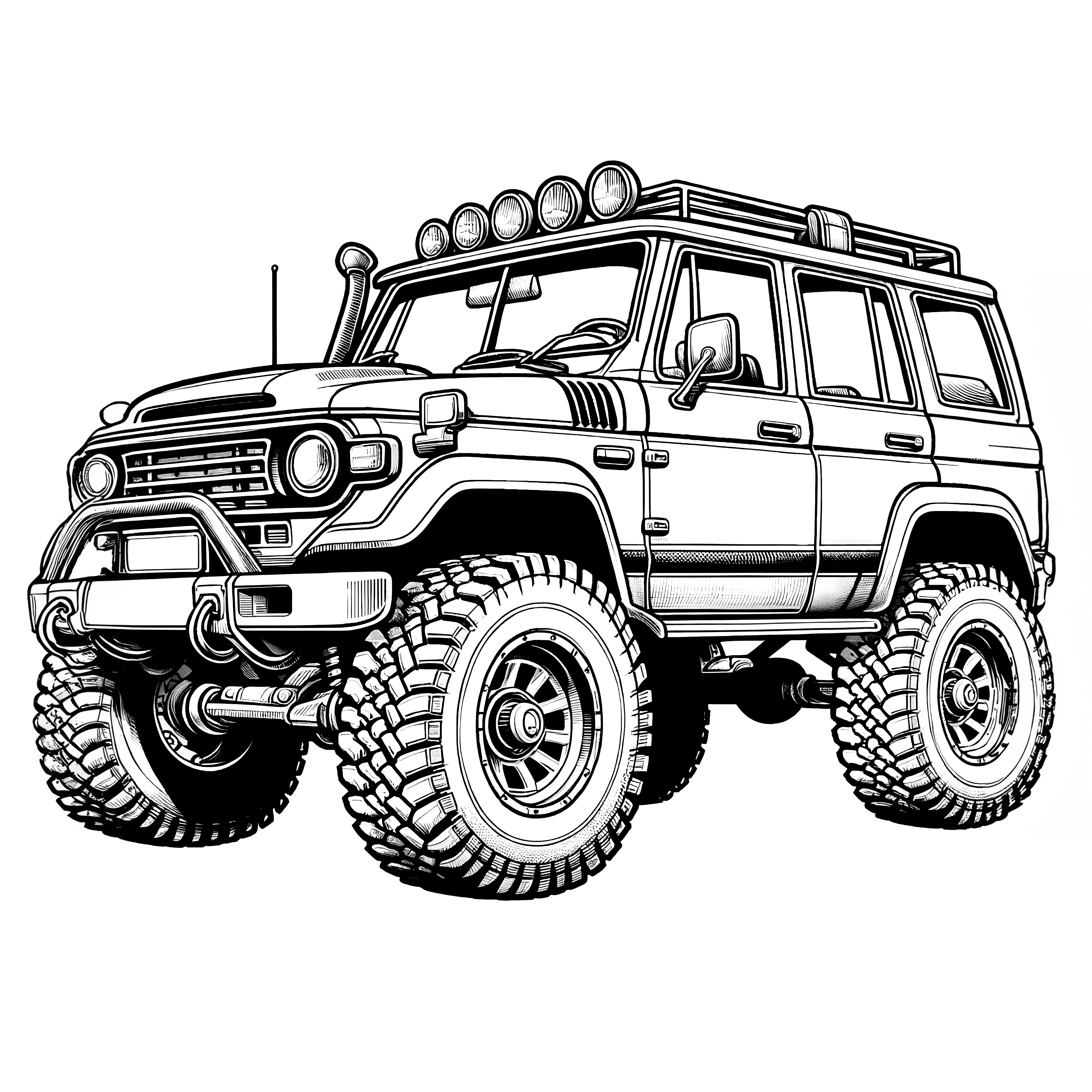 Striking off-road vehicle: Picture for printing and coloring (Free)