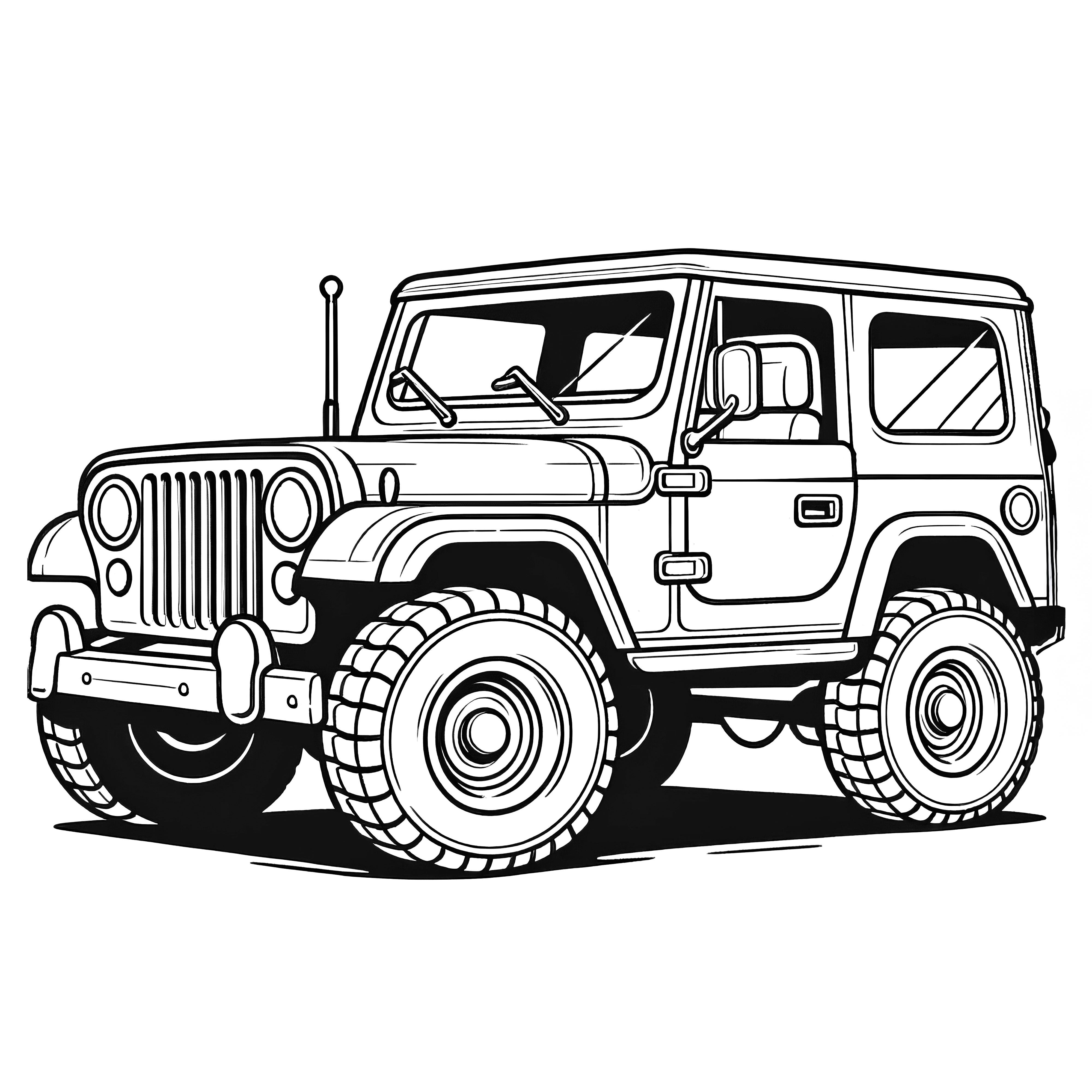 Classic off-road vehicle: Simple coloring picture for children (Free)