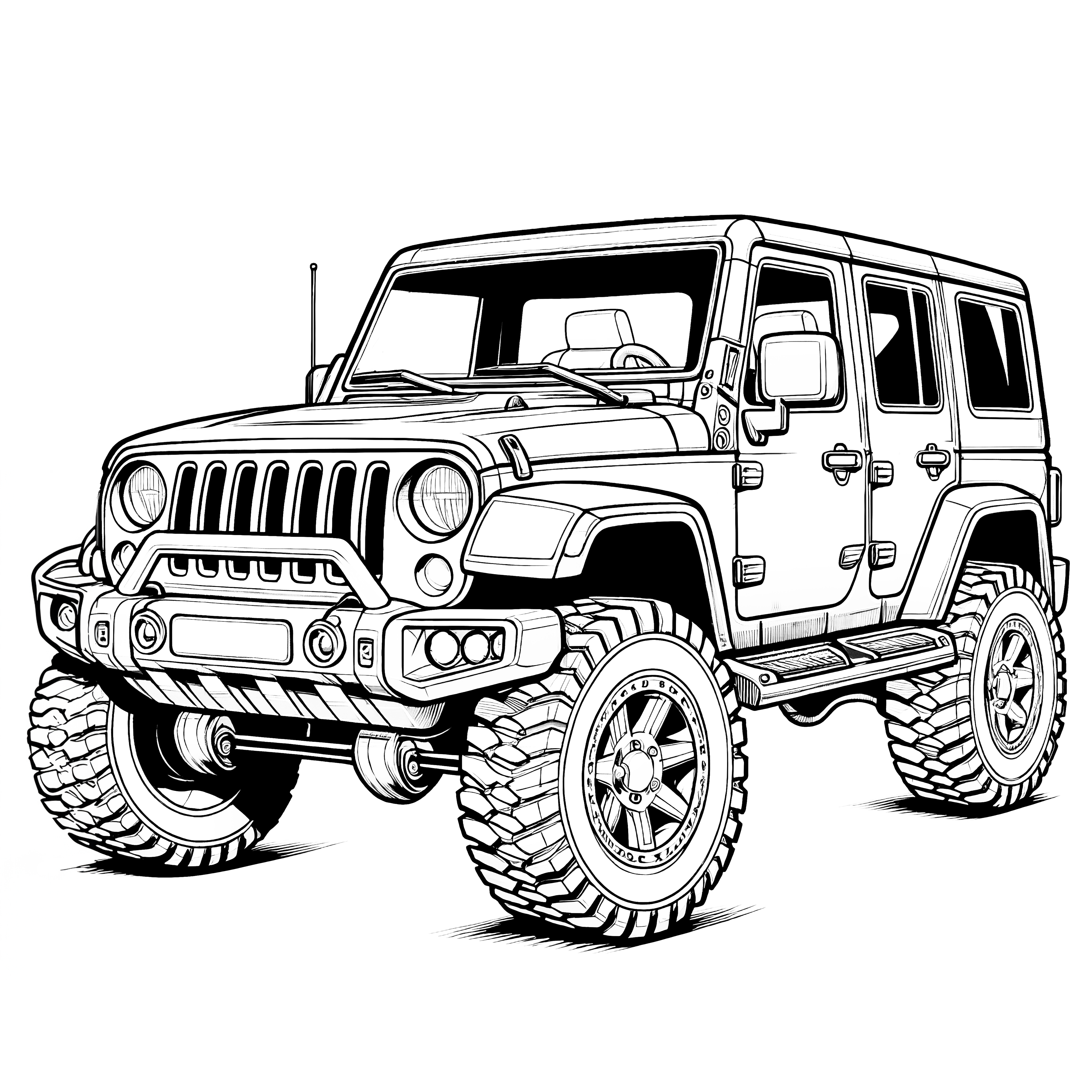 Big off-road vehicle without background: Picture for children to color in (Free)