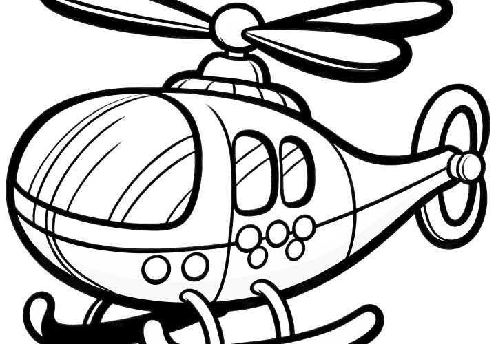 Helicopter: Simple image for coloring for children (free)