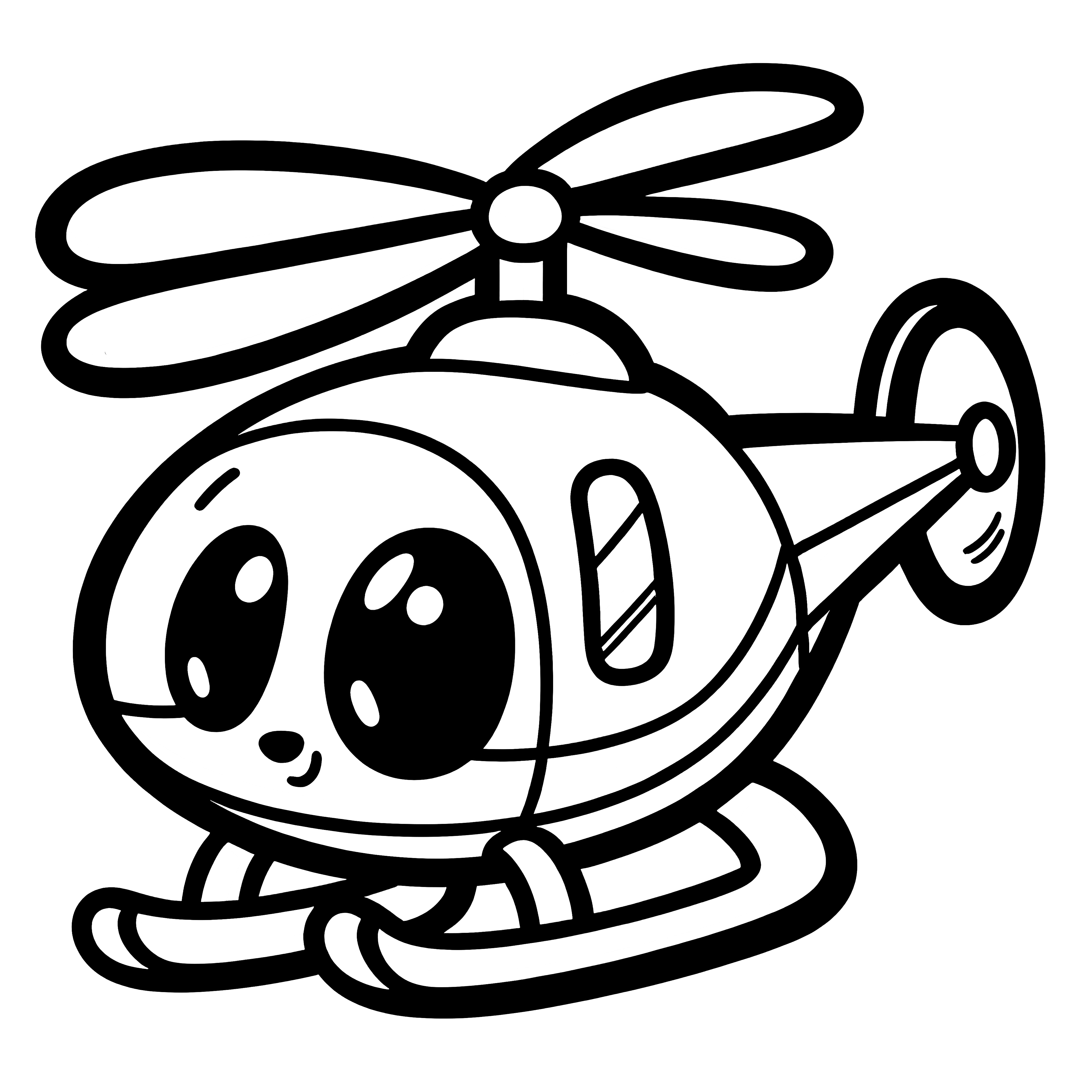 Cute helicopter with big eyes: Coloring page for children (Free)