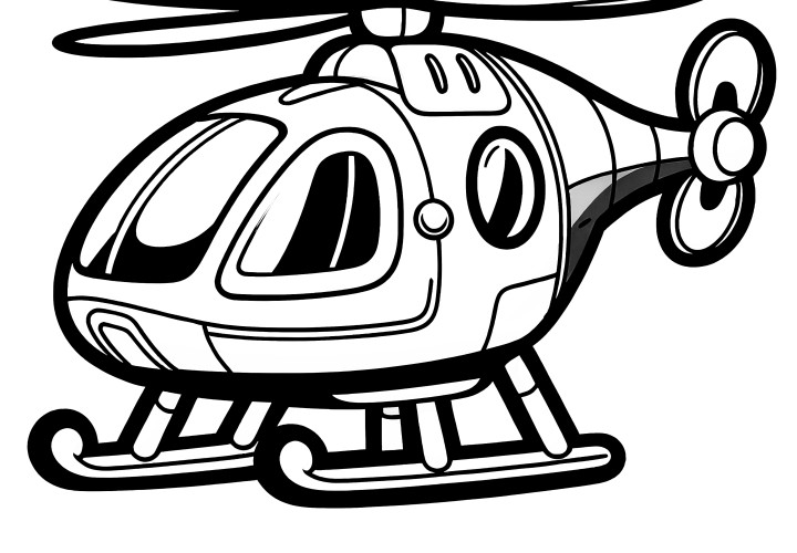 Small toy helicopter: coloring page for children (free)