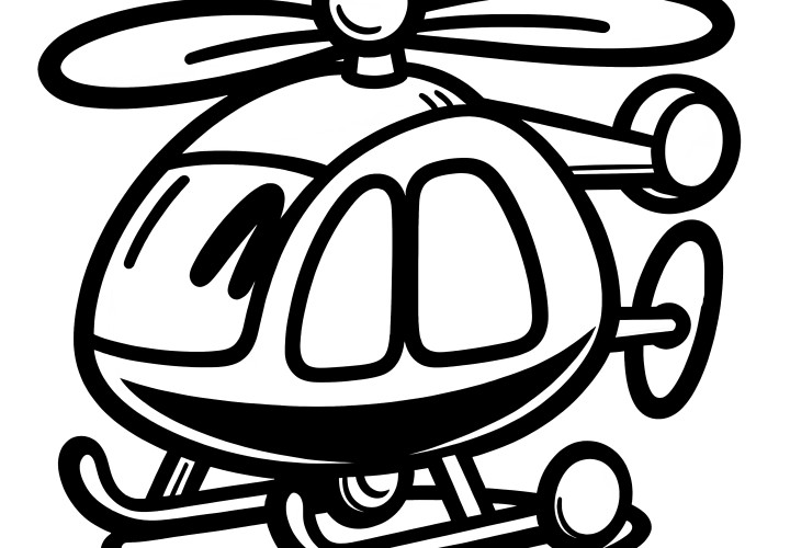 Dibujo para colorear simple: helicóptero de juguete para niños (Gratis)