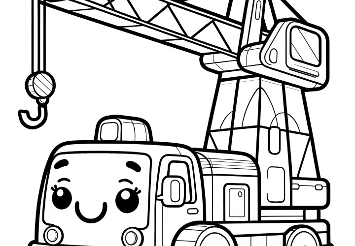 Friendly toy crane: Simple coloring page (Free)