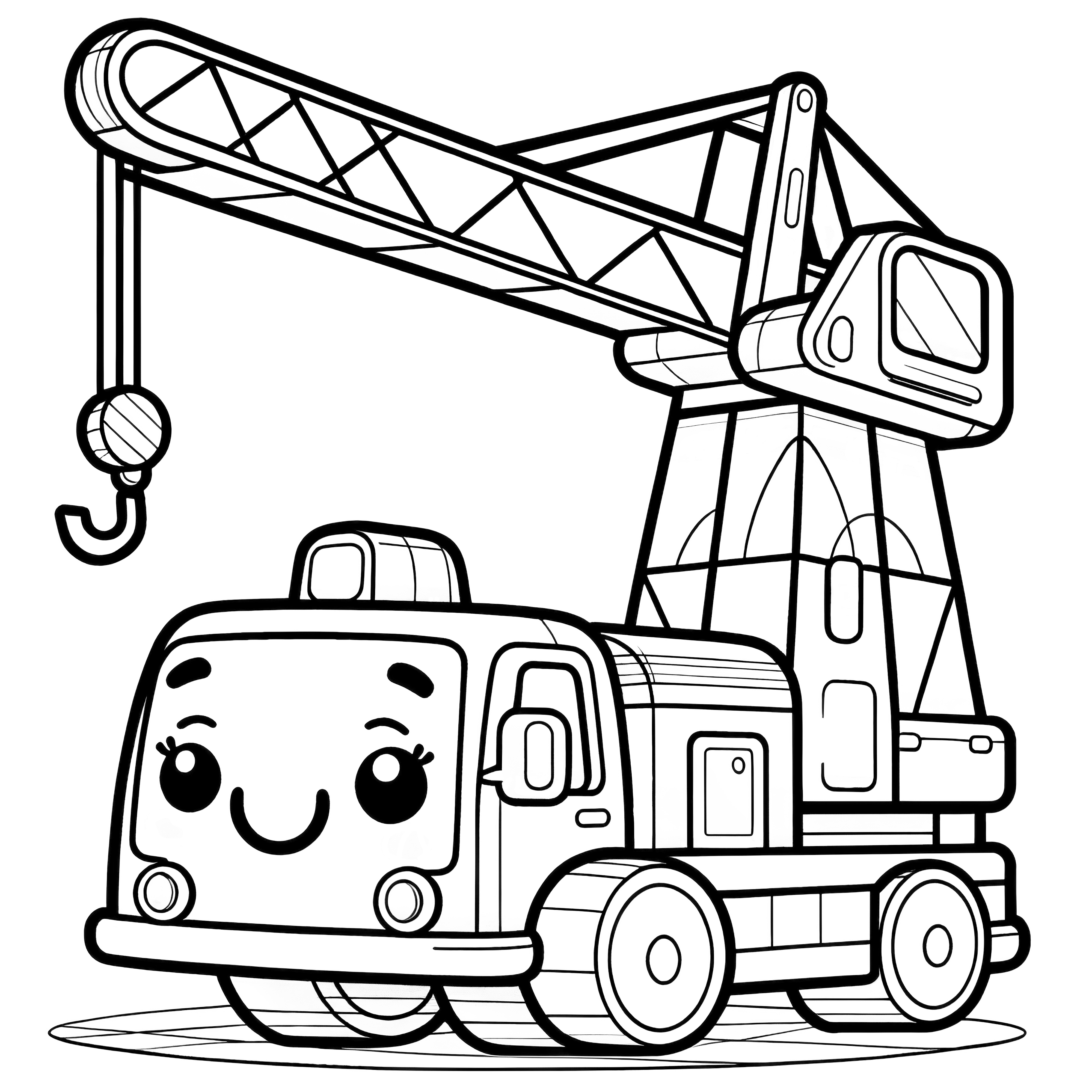 Friendly toy crane: Simple coloring page for free