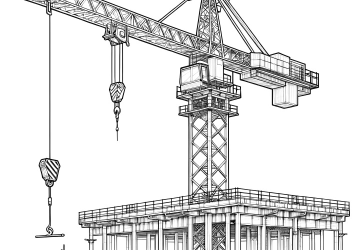 Grua grande: Imagem complexa para colorir gratuita para descarregar