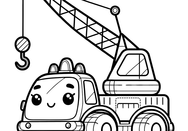 Simple coloring picture for children: Crane with eyes (Free)