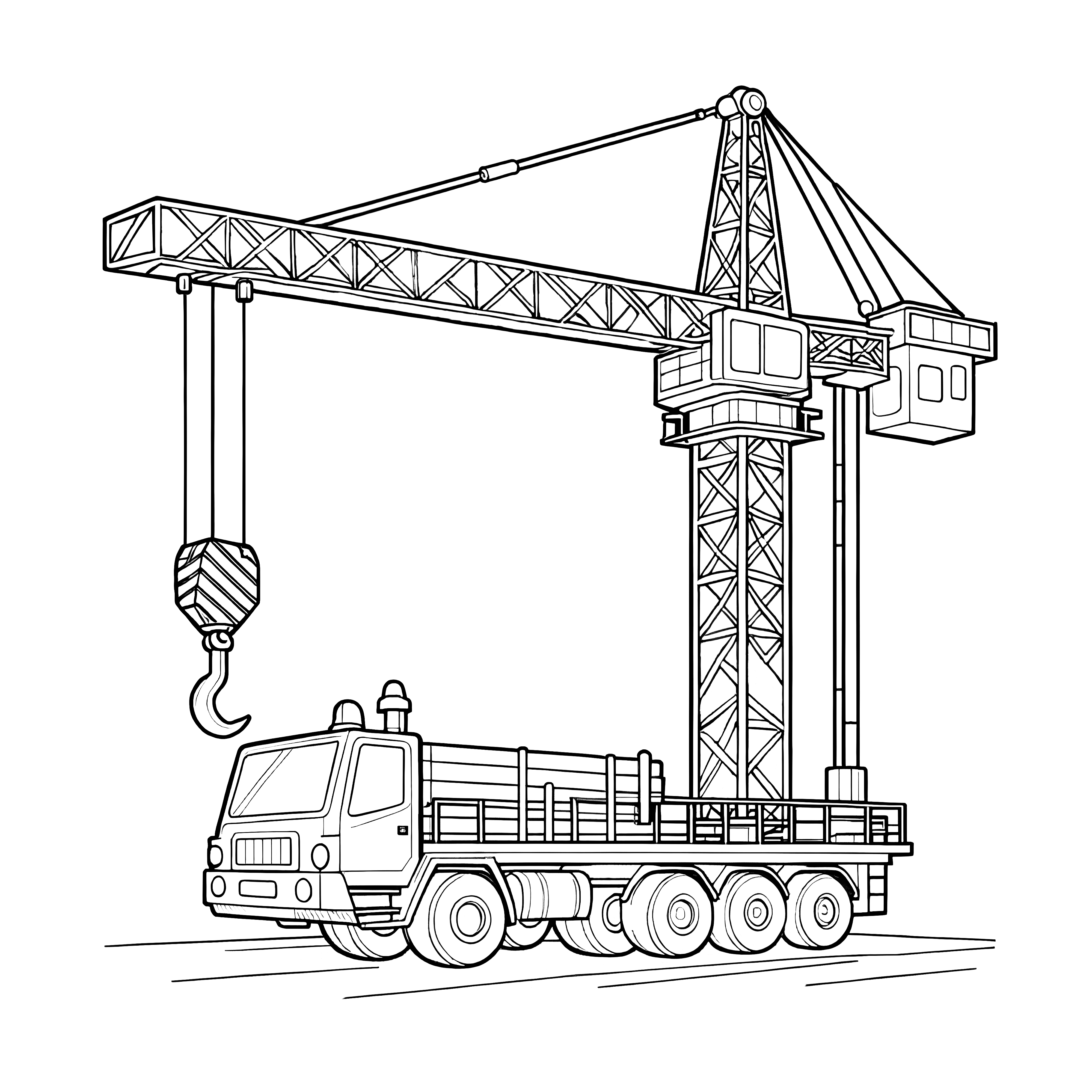 Large crane truck: Coloring page available for free download