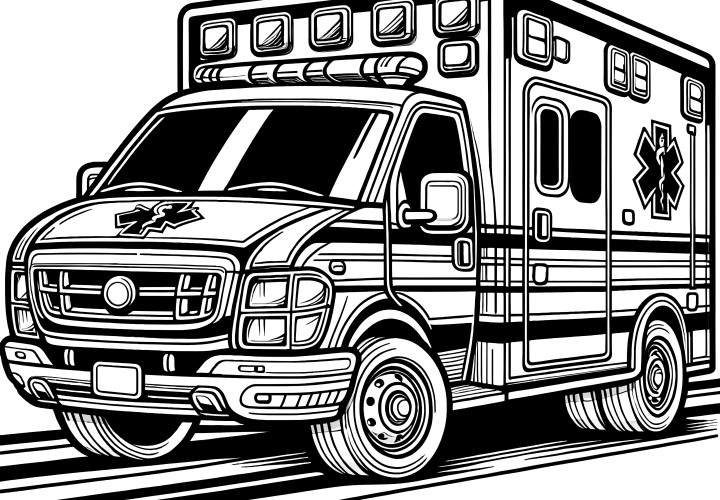 Ambulance without background: Coloring picture for download (Free)