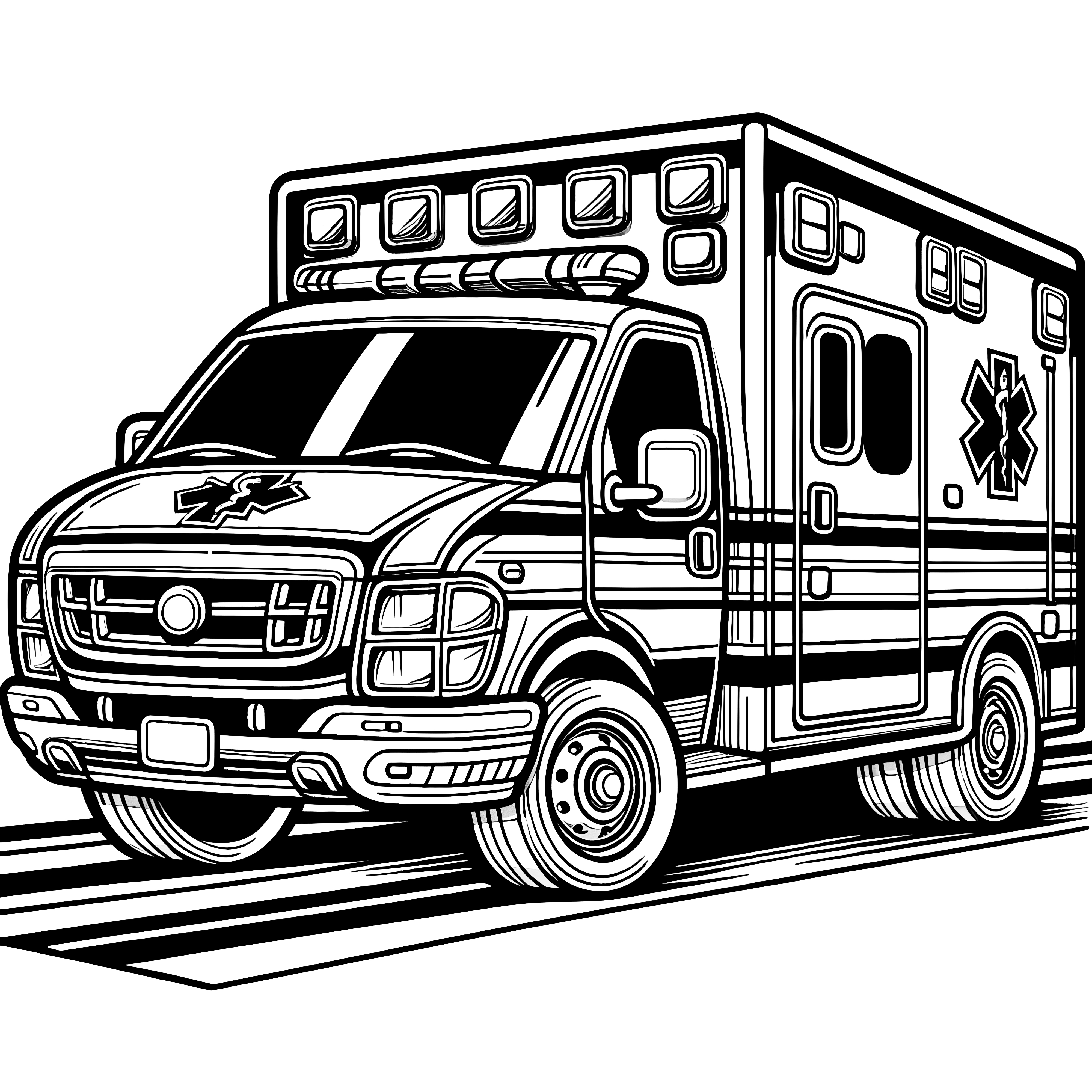 Ambulance without background: Coloring picture for download (Free)