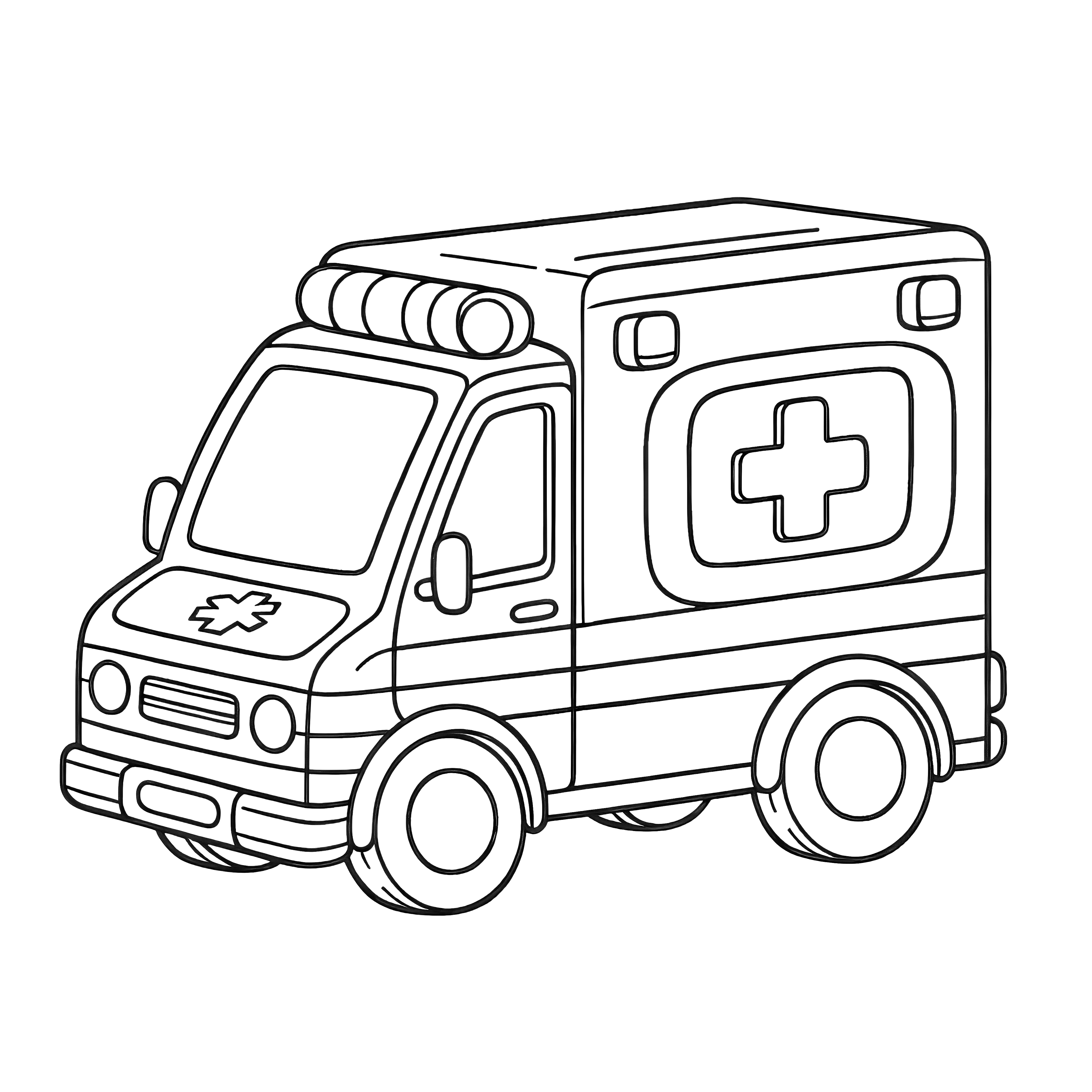 Ambulance: Simple coloring page for children (Free)