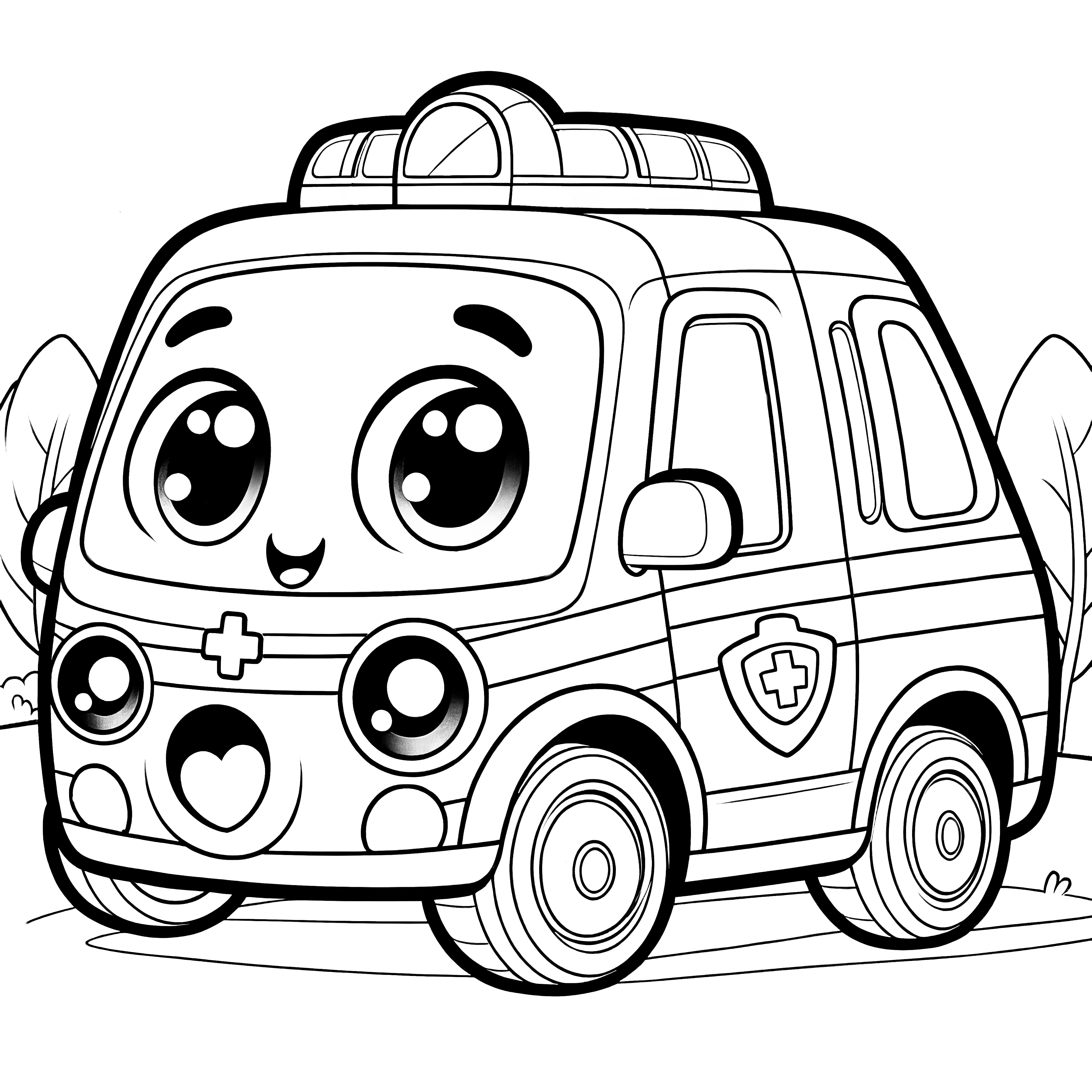 Ambulance en peluche : coloriage pour enfants (gratuit)