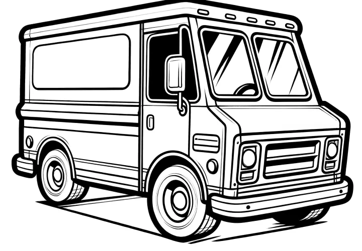 Prominent delivery vehicle: Simple coloring picture for children (Free)