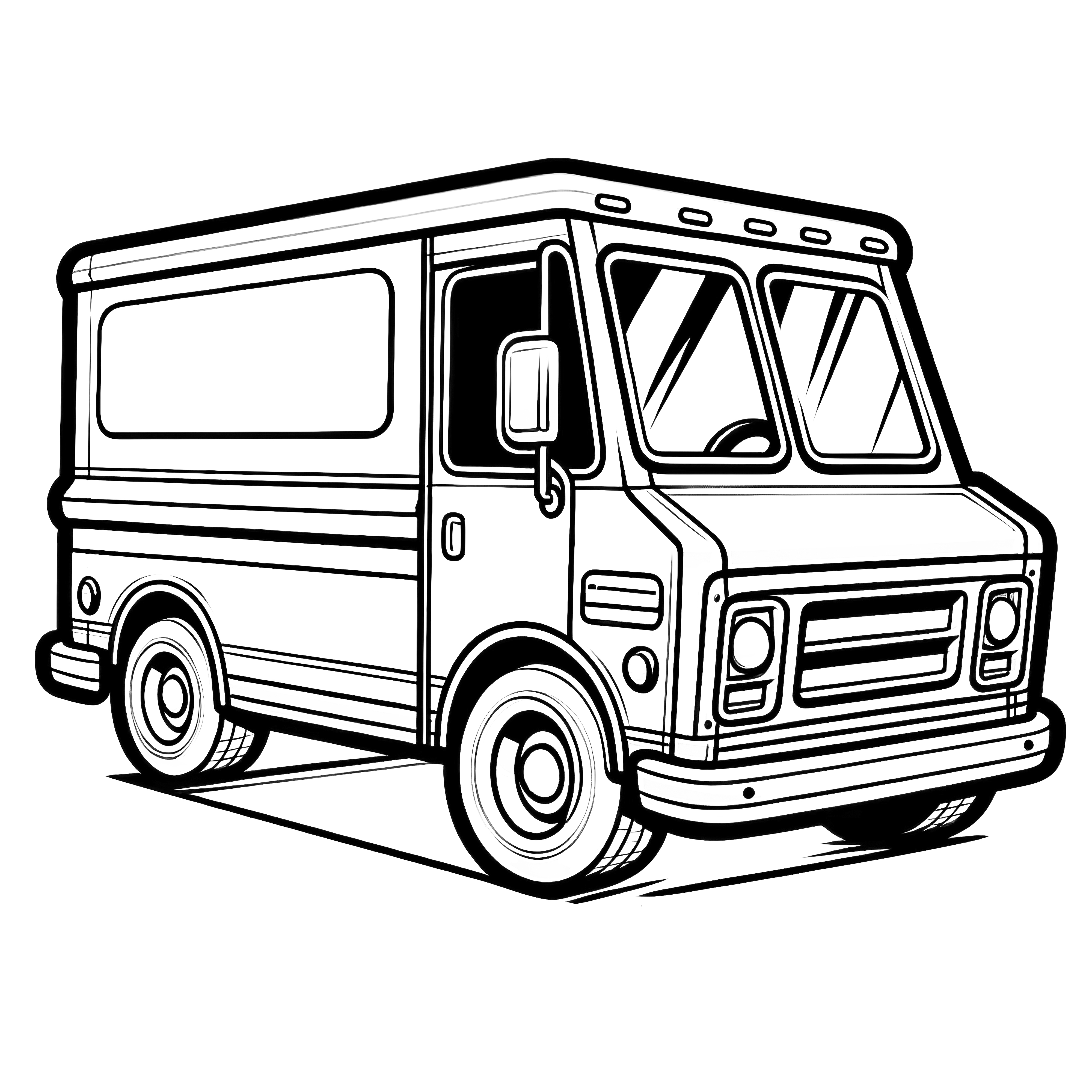 Prominent delivery vehicle: Simple coloring picture for kids (Free)