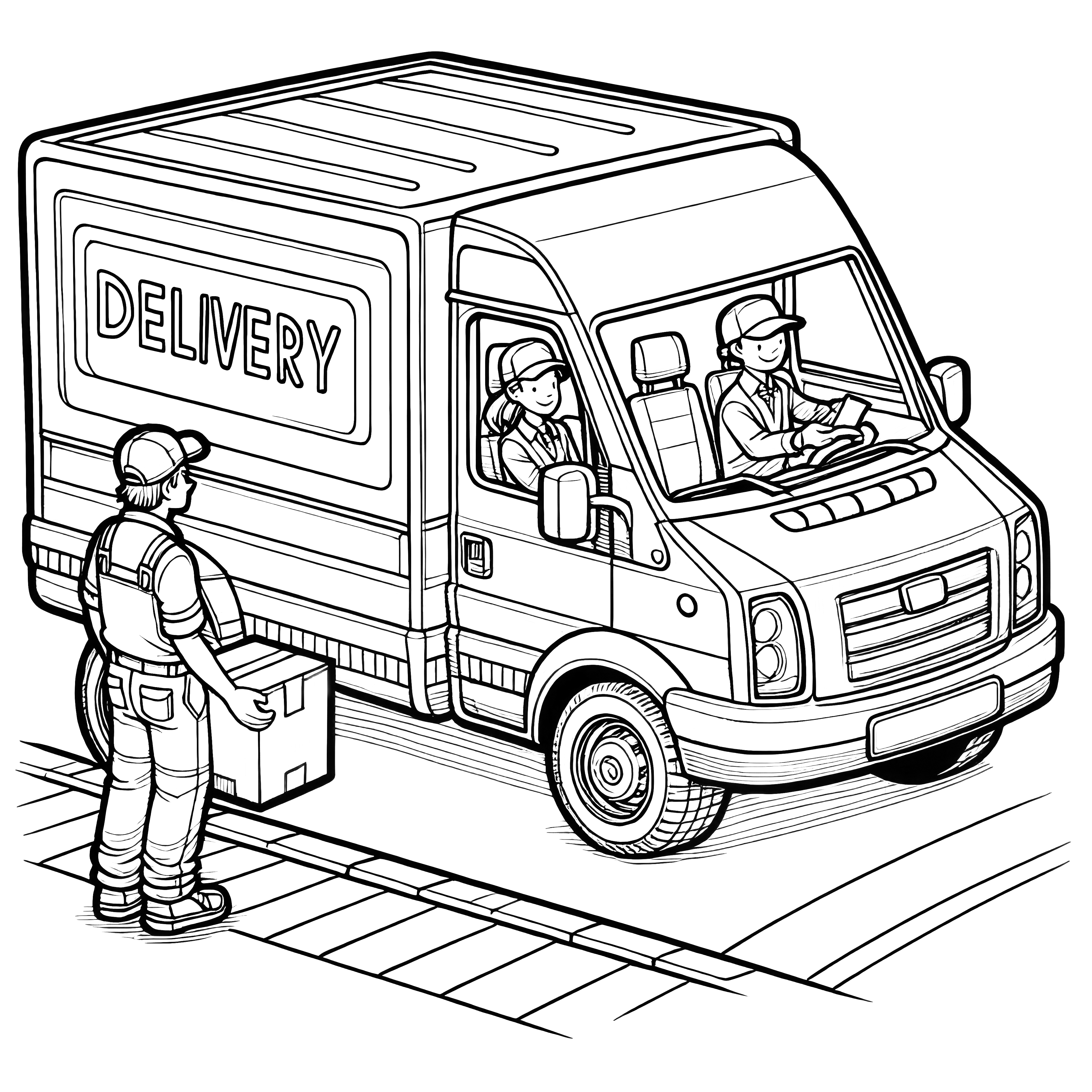 Delivery van: Coloring picture for download (free)