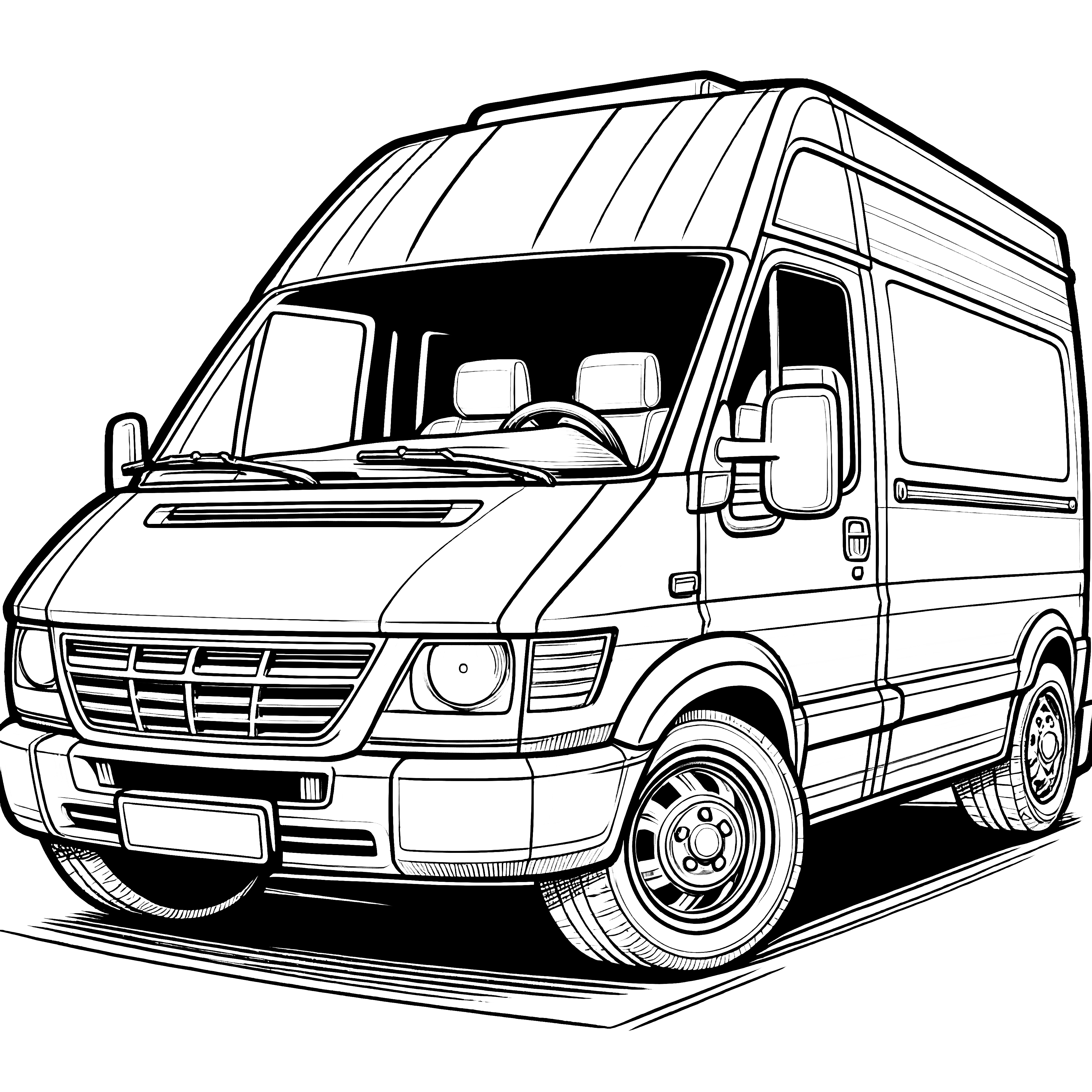 Classic delivery van: Coloring template for download (Free)