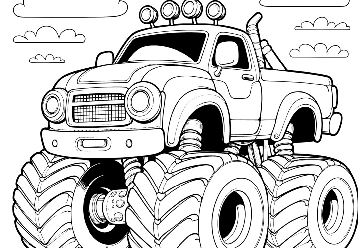 Cool monster truck coloring page for free