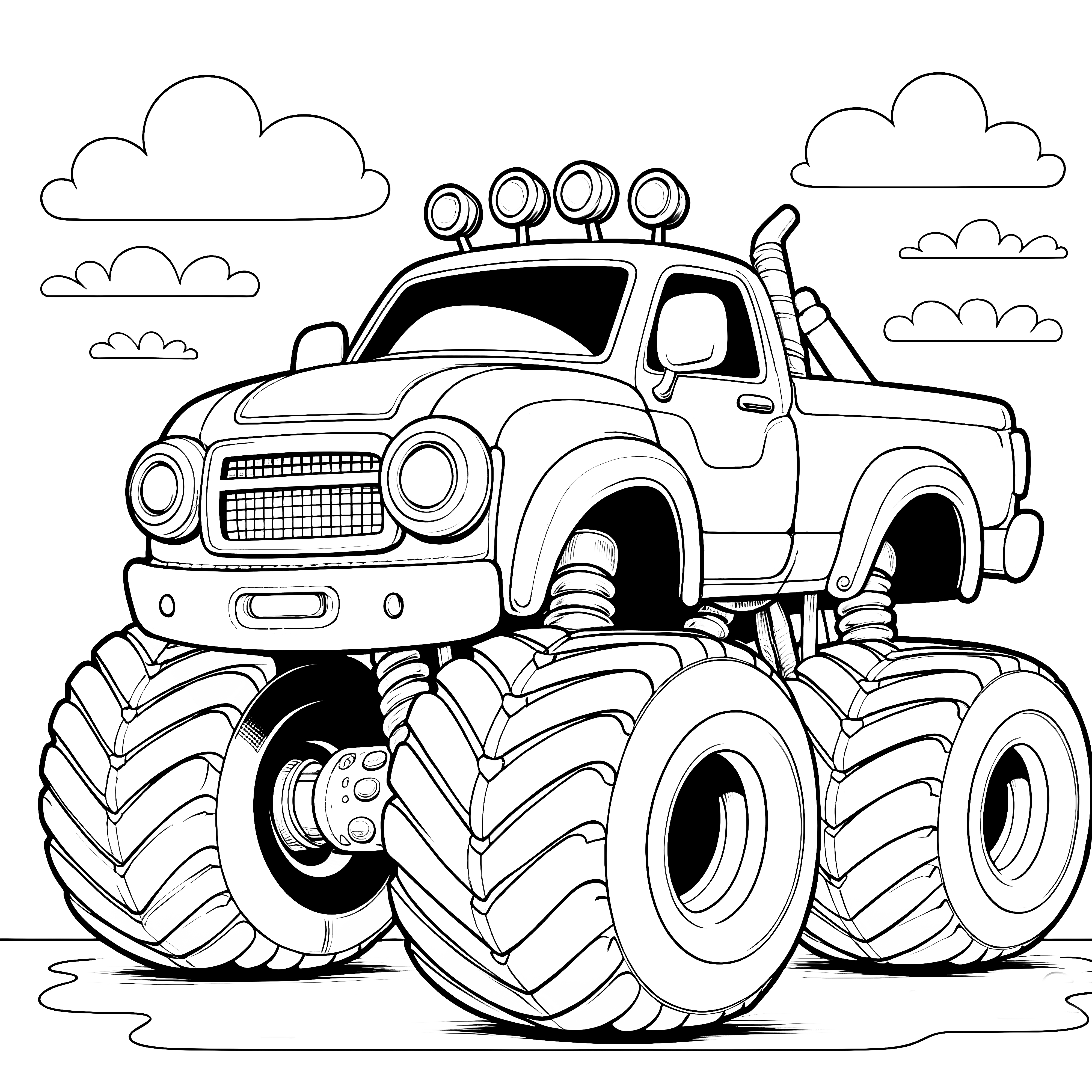 Cool monster truck coloring page for free