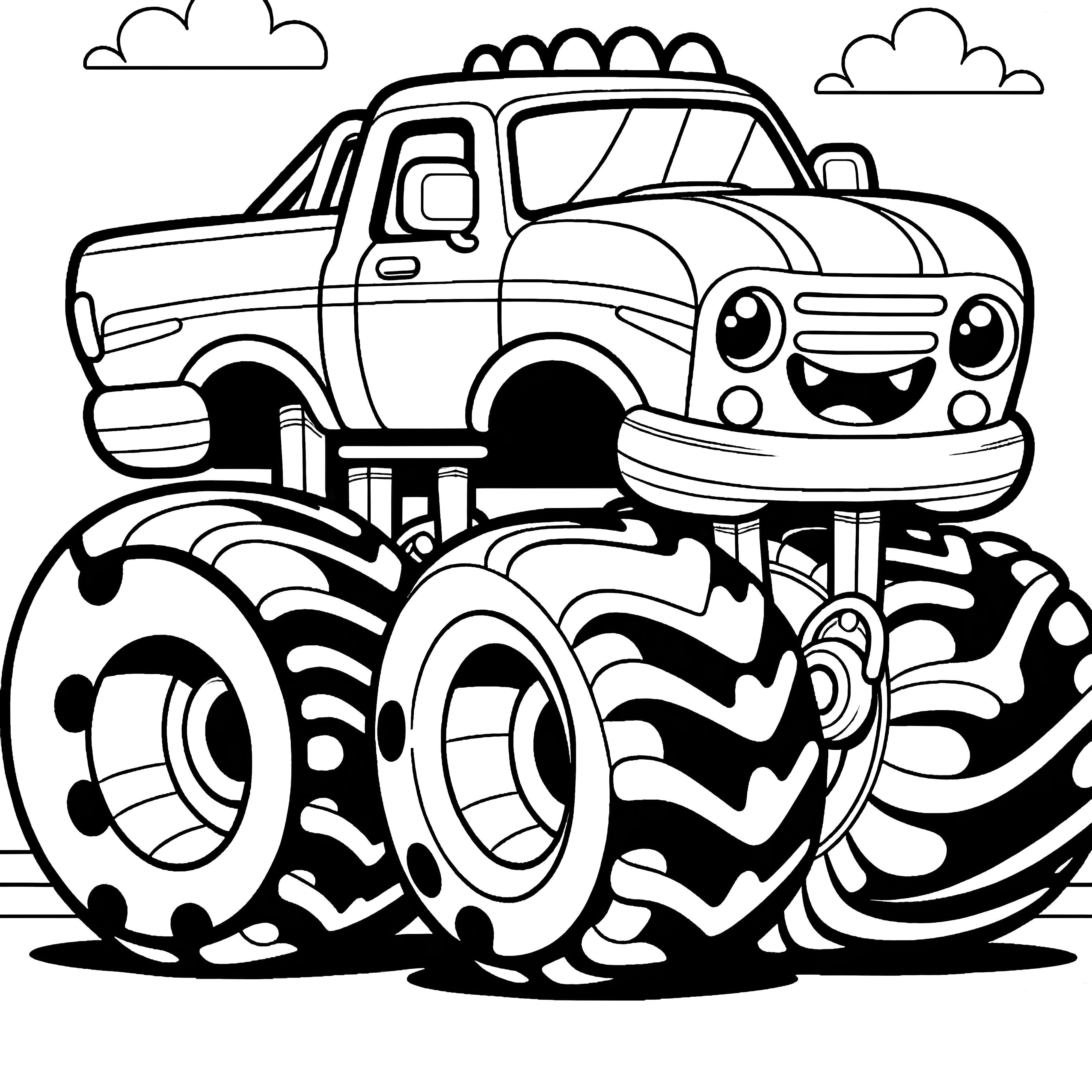 Laughing monster truck: Coloring page available for free download