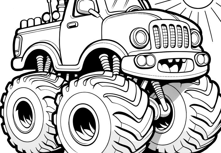 Imponerende monstertruck: Bilde å fargelegge (Gratis)