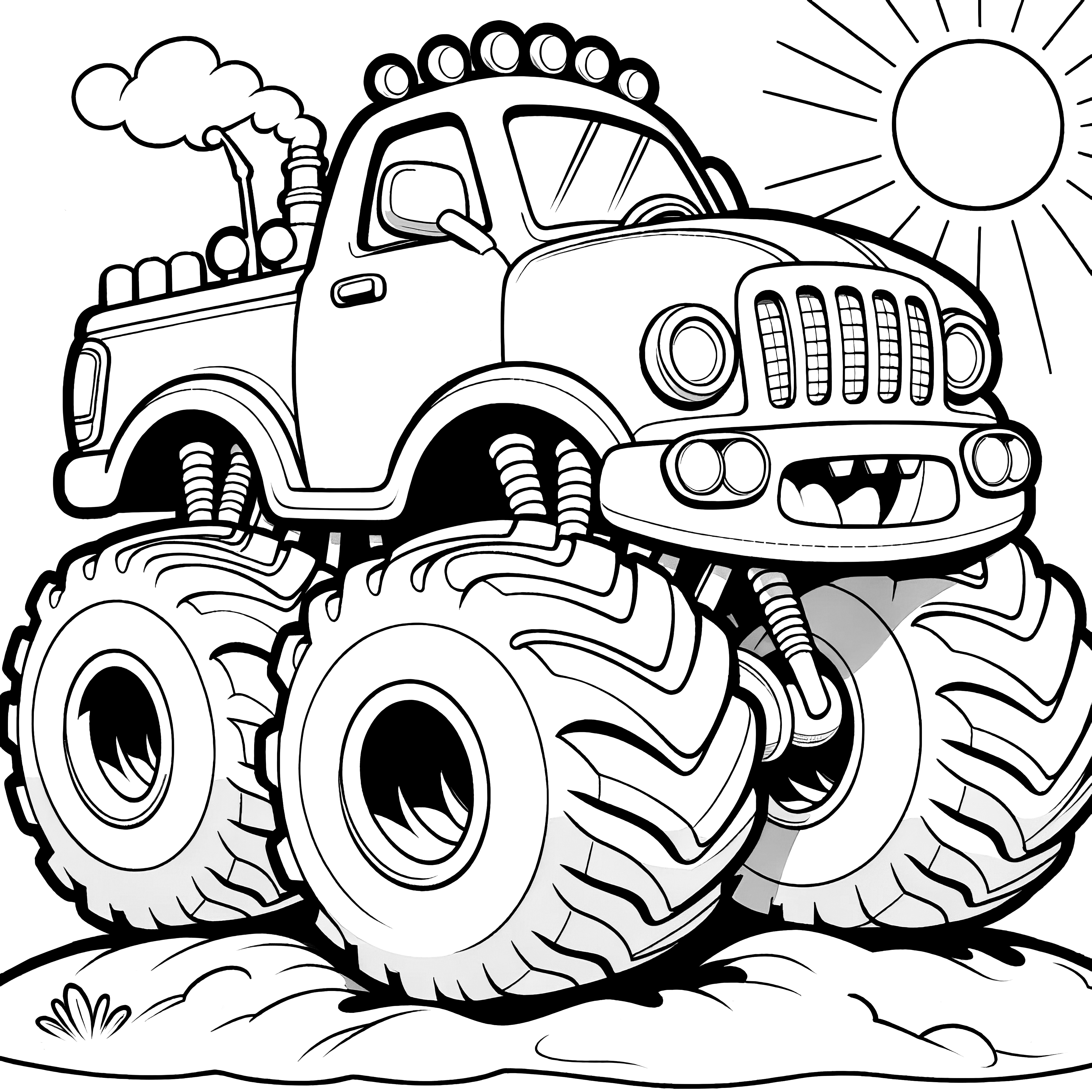 Impressionnant monster truck : image à colorier (gratuite)