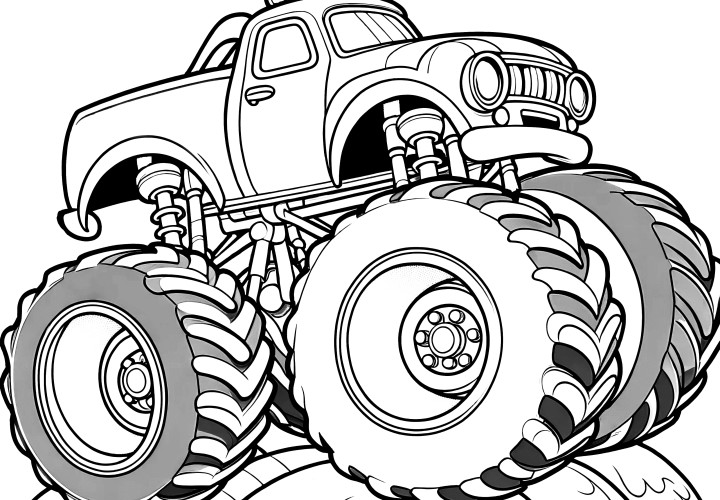 Énorme monster truck : coloriage gratuit à télécharger