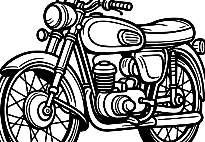 Ancienne moto : Coloriage simple (gratuit)