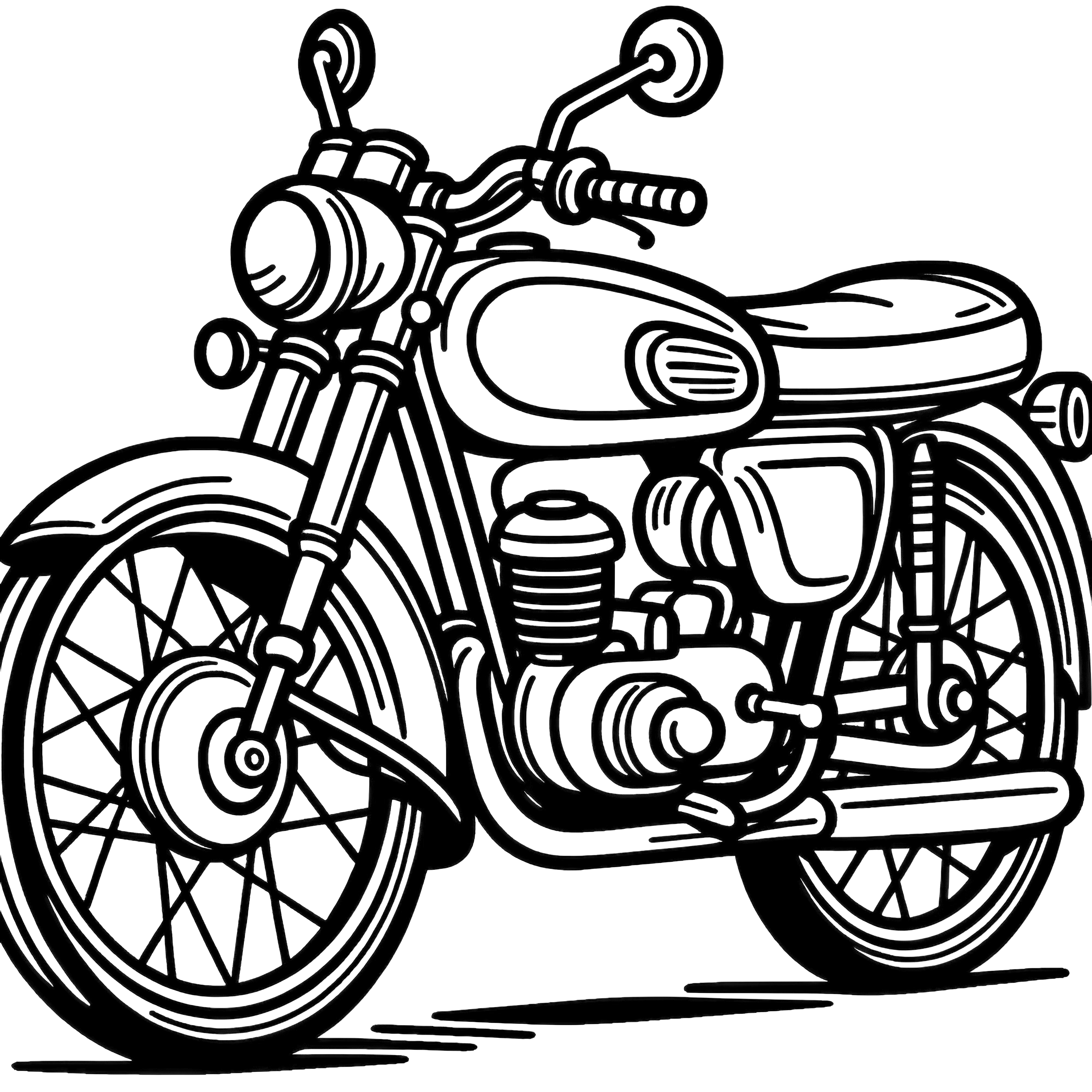 Old motorcycle: Simple coloring page (Free)