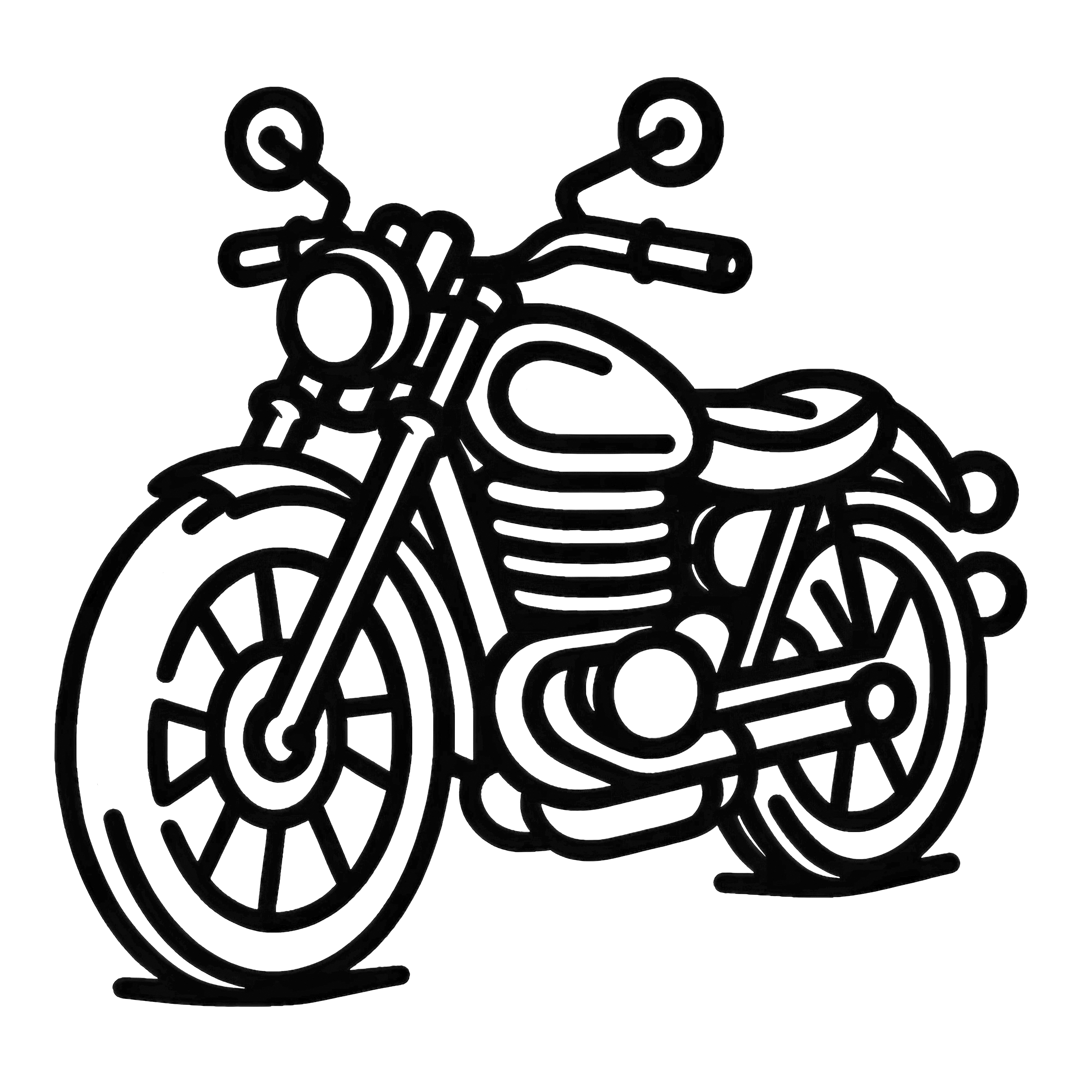 Old motorcycle with no background: Simple coloring picture for kids (Free)