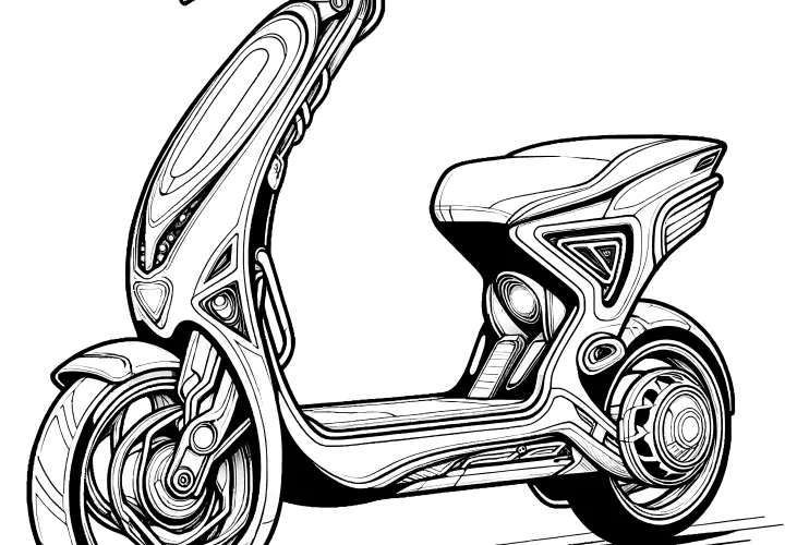 Coloring page for free download: Futuristic scooter