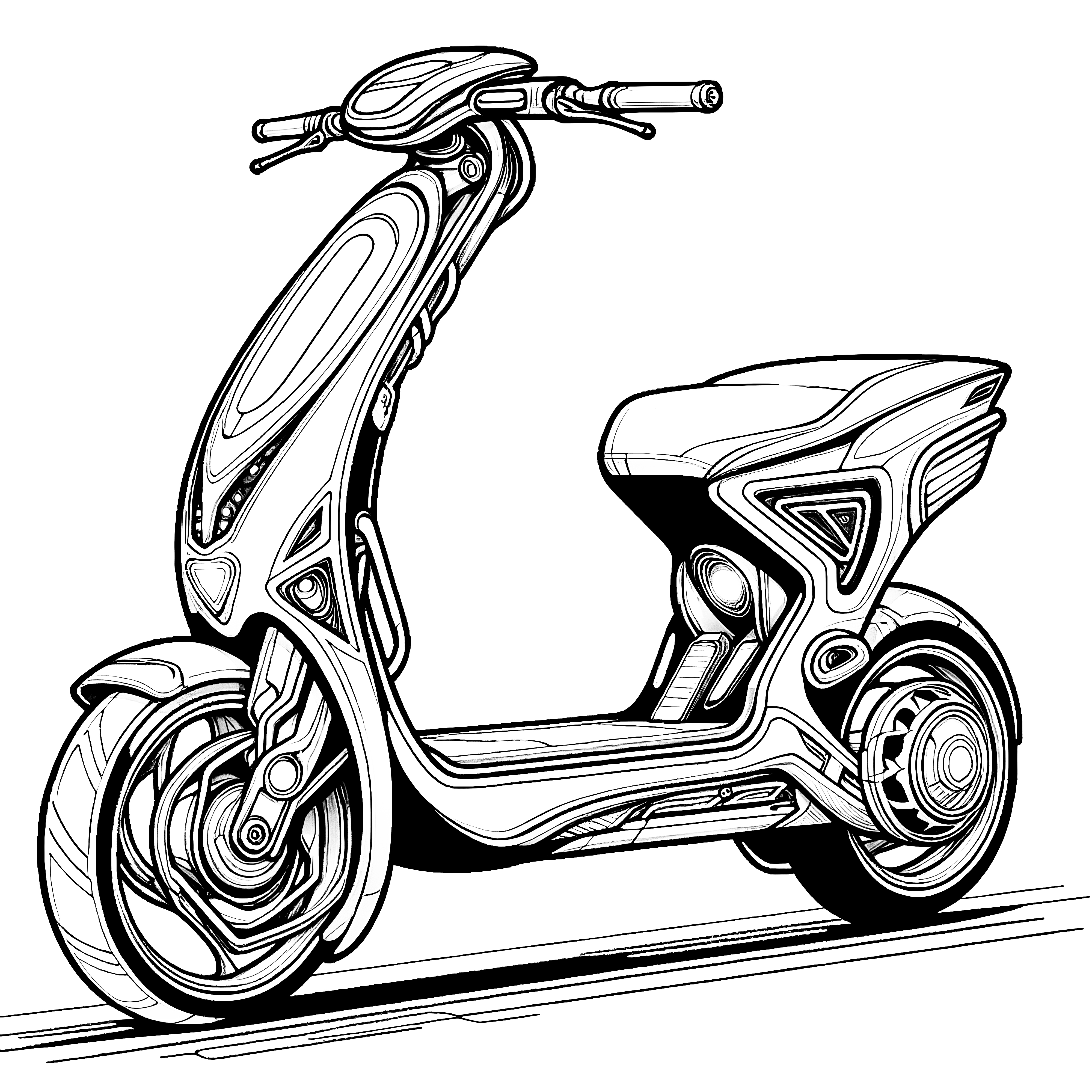 Coloring page for free download: Futuristic scooter