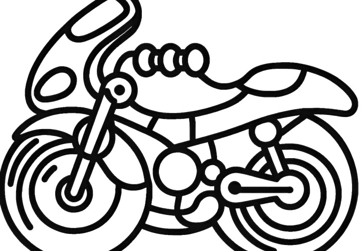 Modèle de coloriage simple pour enfants : moto sans arrière-plan (Gratuit)