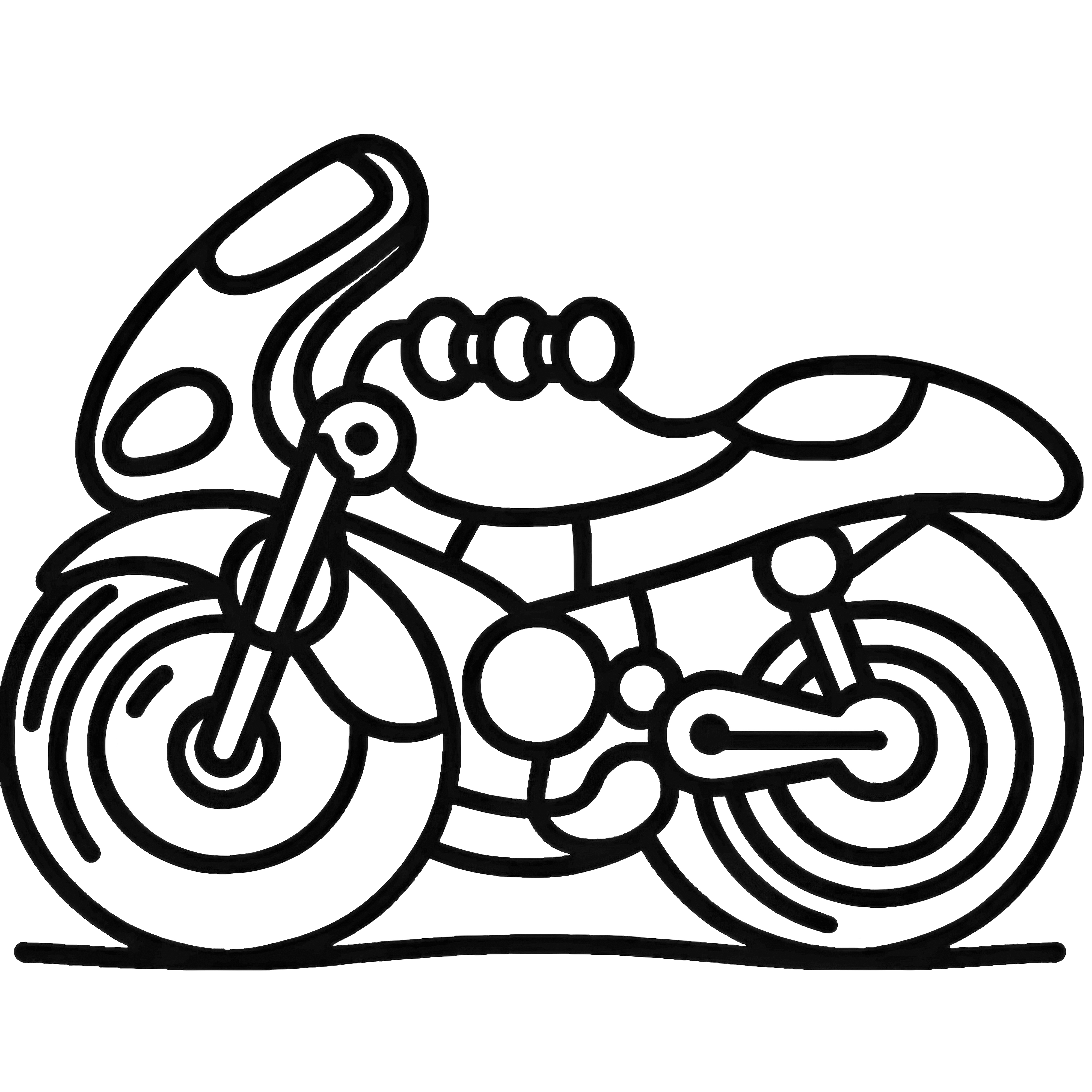 Simple coloring page for children: Motorcycle without background (Free)