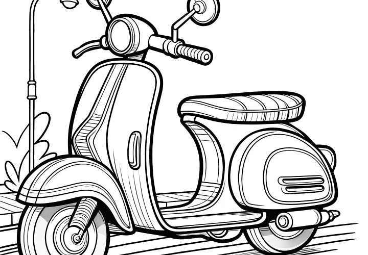 Scooter classique : Coloriage pour enfants (gratuit)