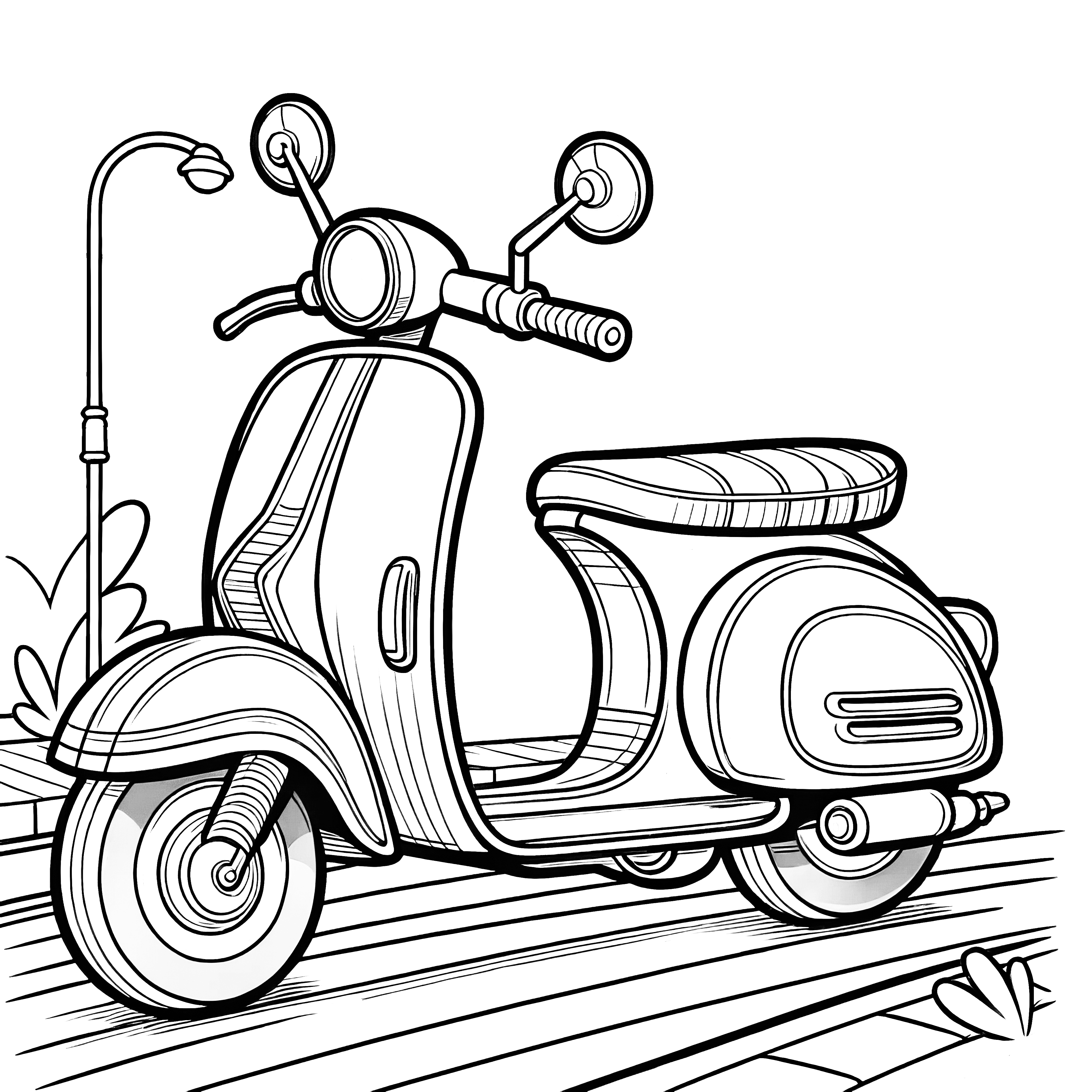 Classic scooter: Coloring page for children (Free)